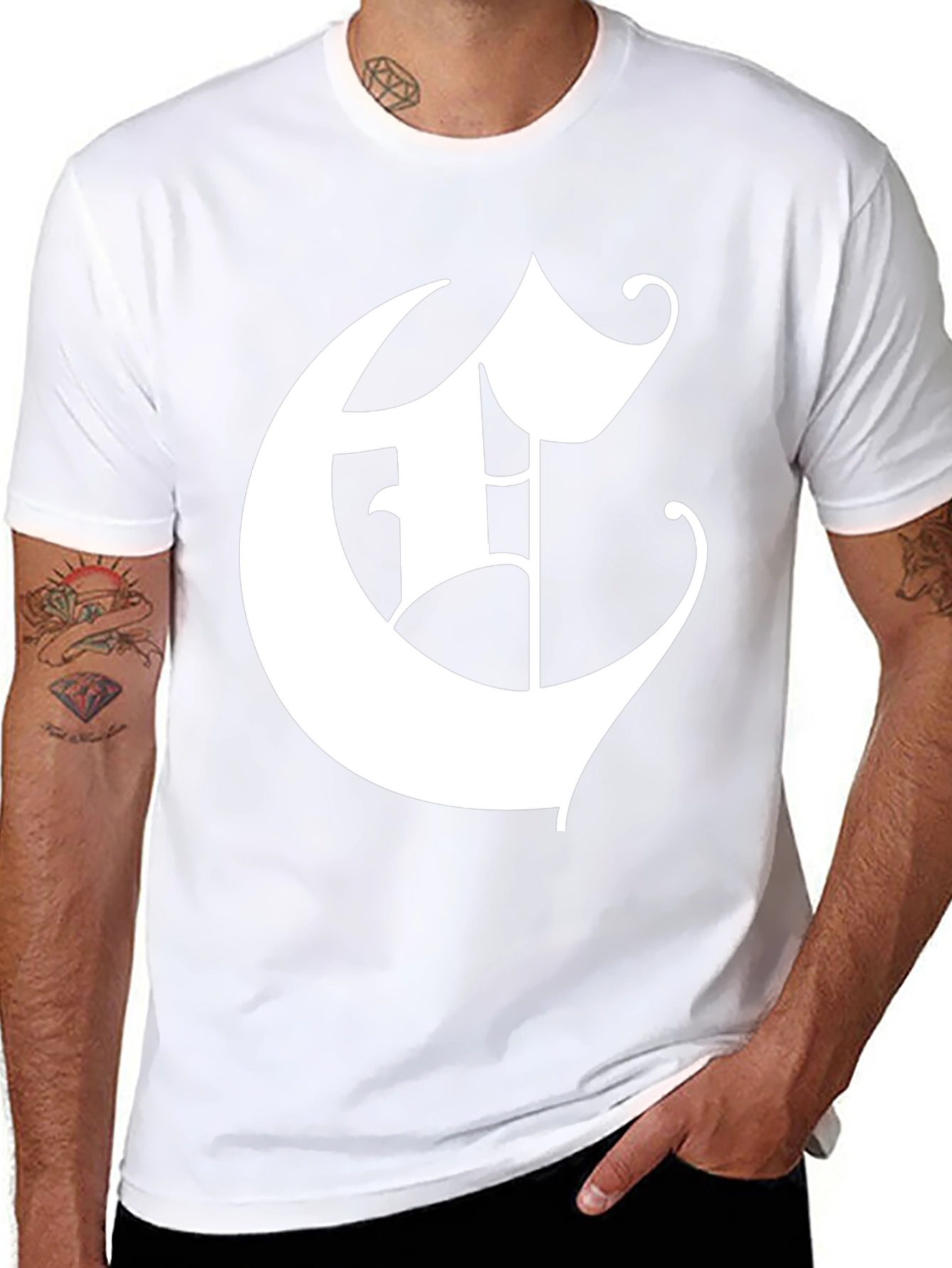 Bold Initial E Graphic Tee - Black Cotton Blend