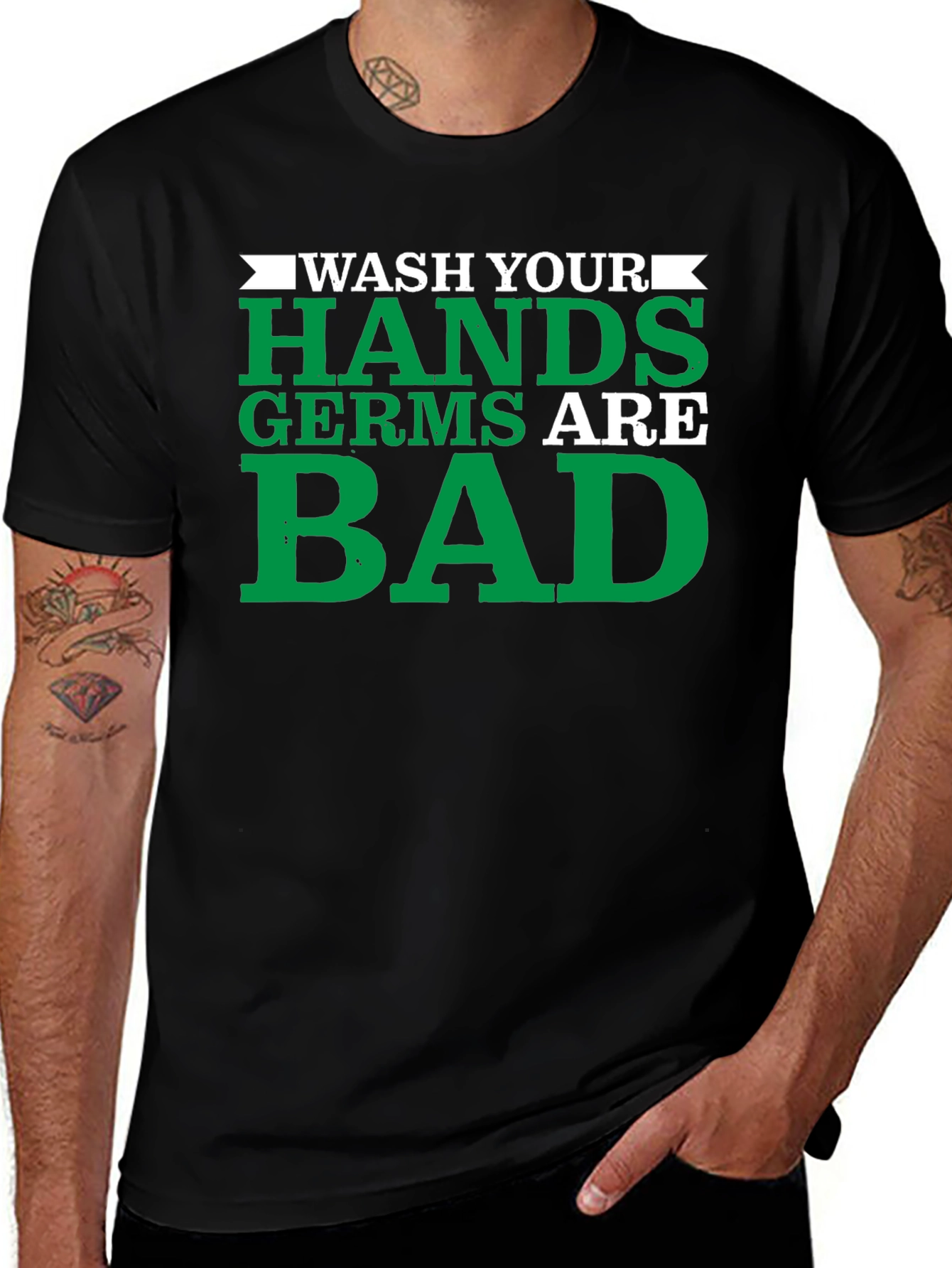 Wash Your Hands Germs Are Bad Graphic T-Shirt