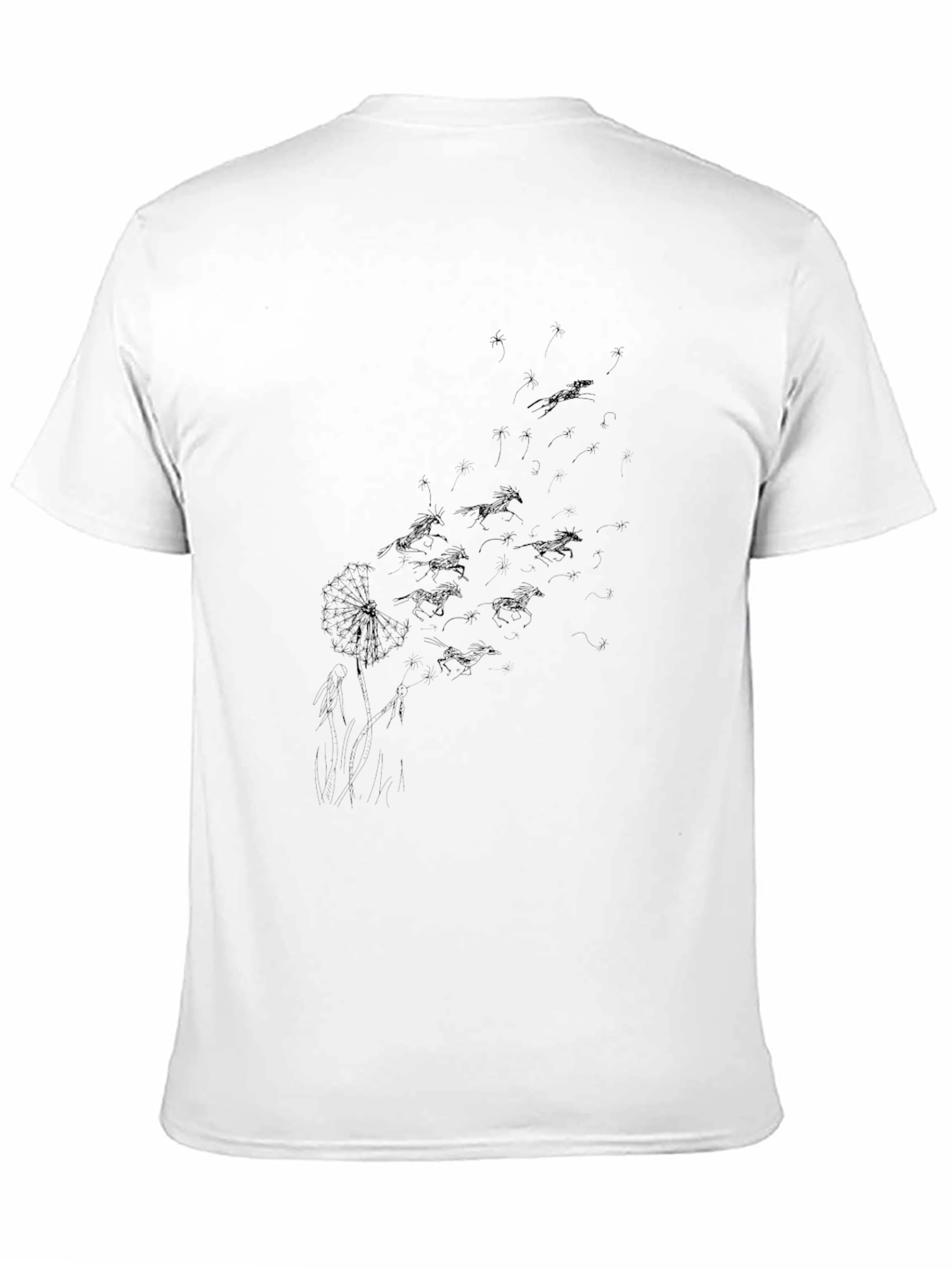 Black Dandelion Horse Print T-Shirt