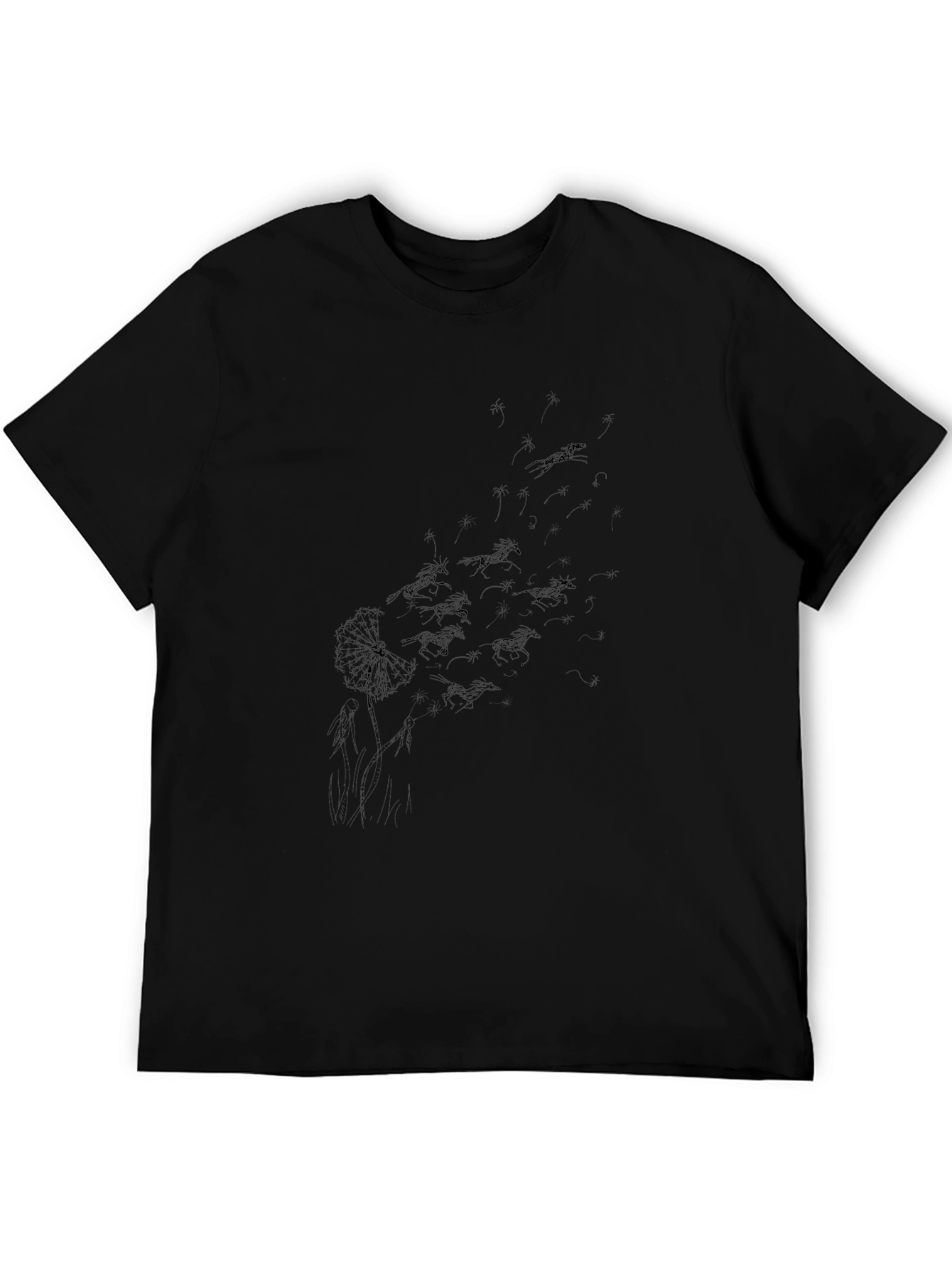 Black Dandelion Horse Print T-Shirt