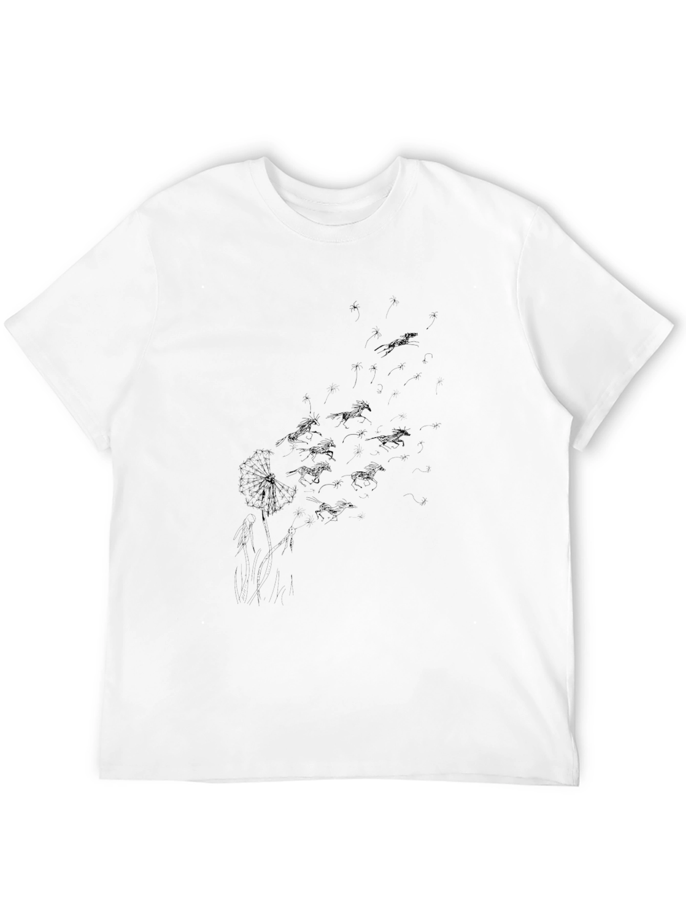 Black Dandelion Horse Print T-Shirt