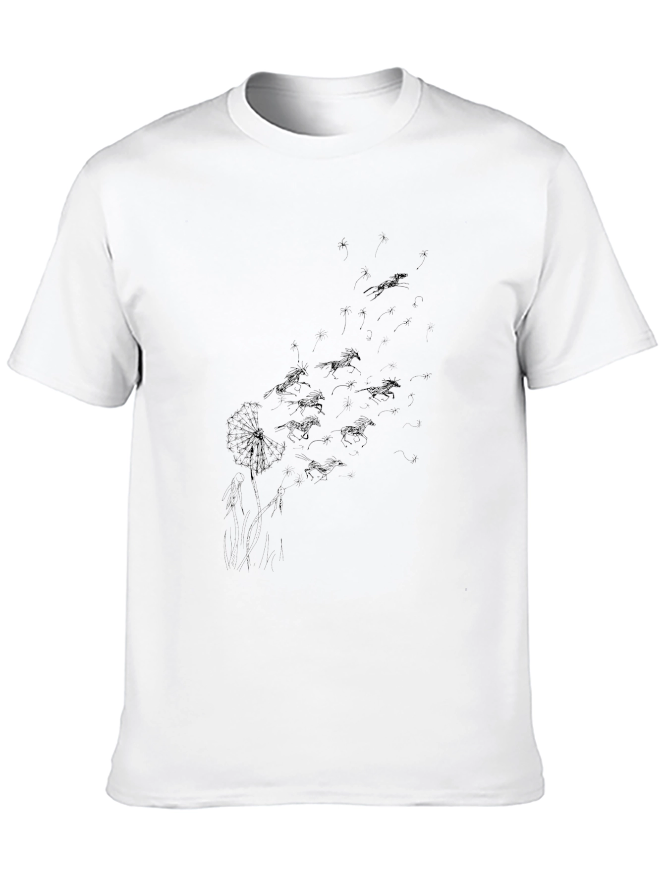 Black Dandelion Horse Print T-Shirt