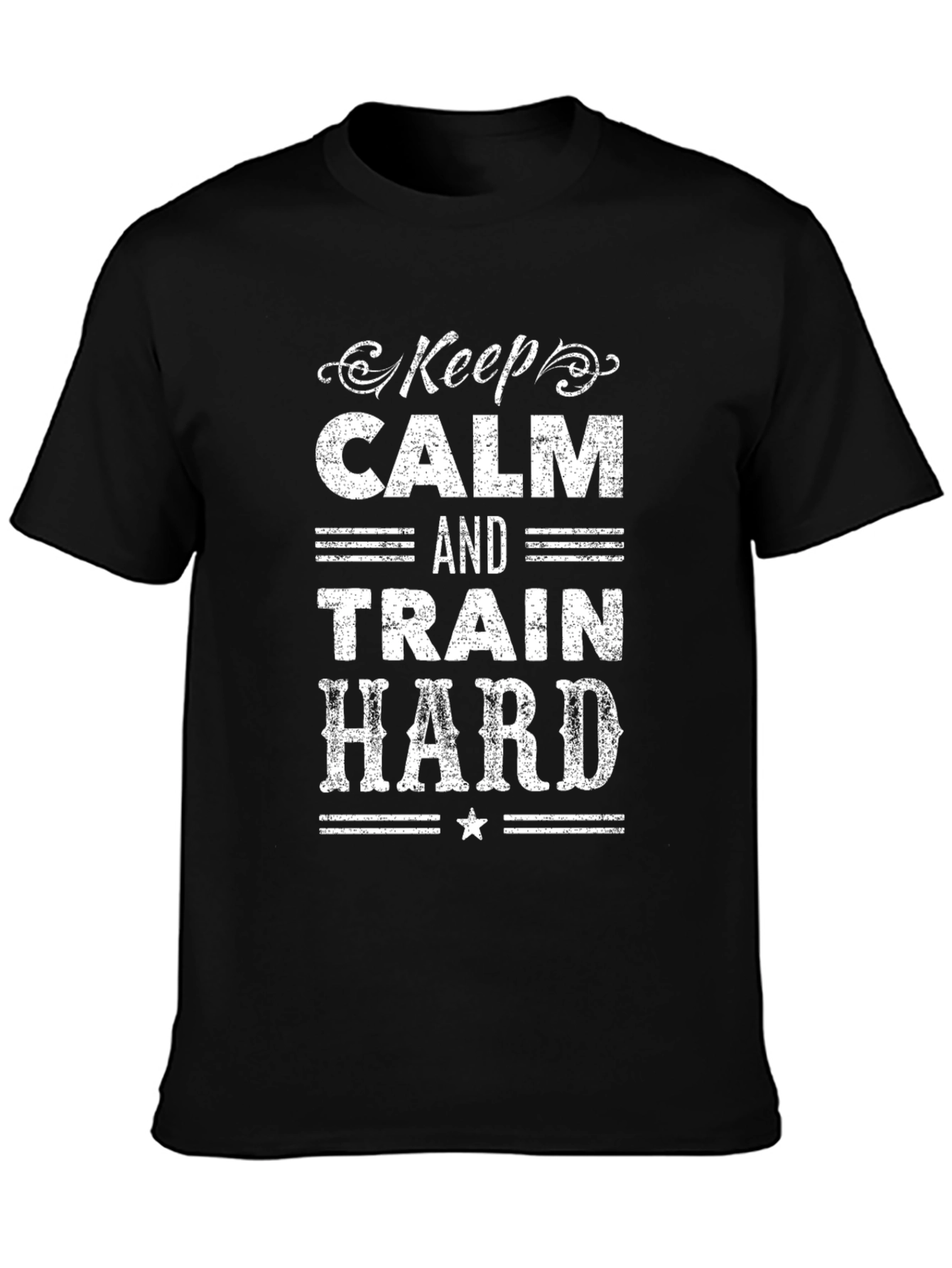 Keep Calm & Train Hard Black Graphic T-Shirt