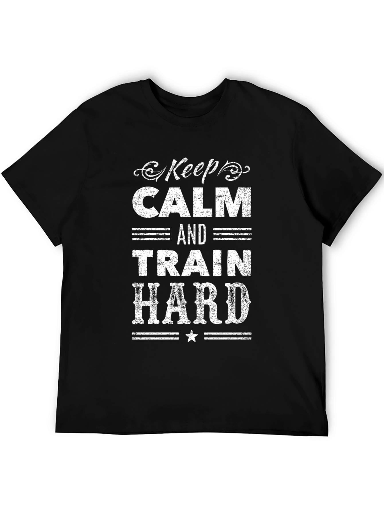 Keep Calm & Train Hard Black Graphic T-Shirt