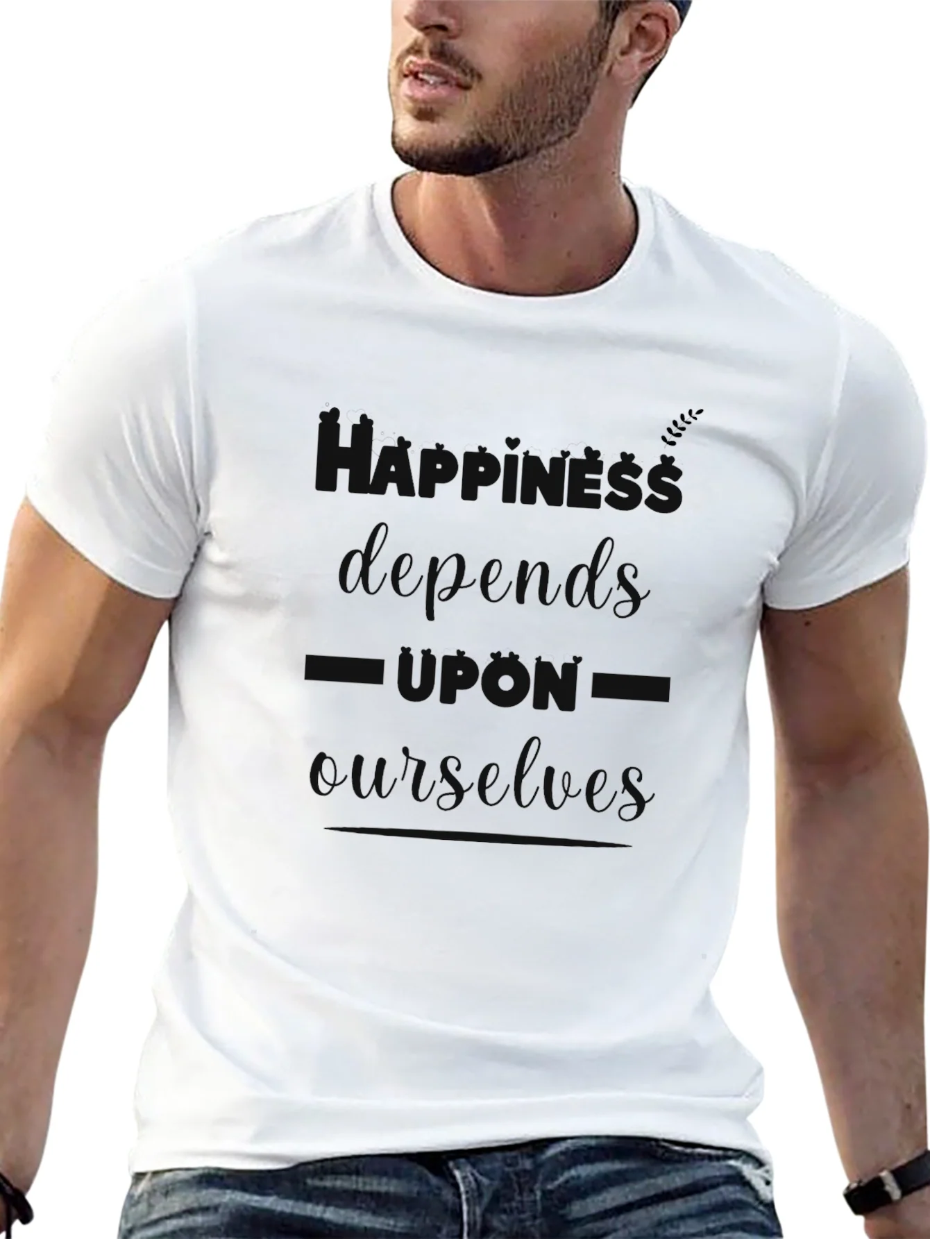 Happiness Depends Upon Ourselves Black T-Shirt