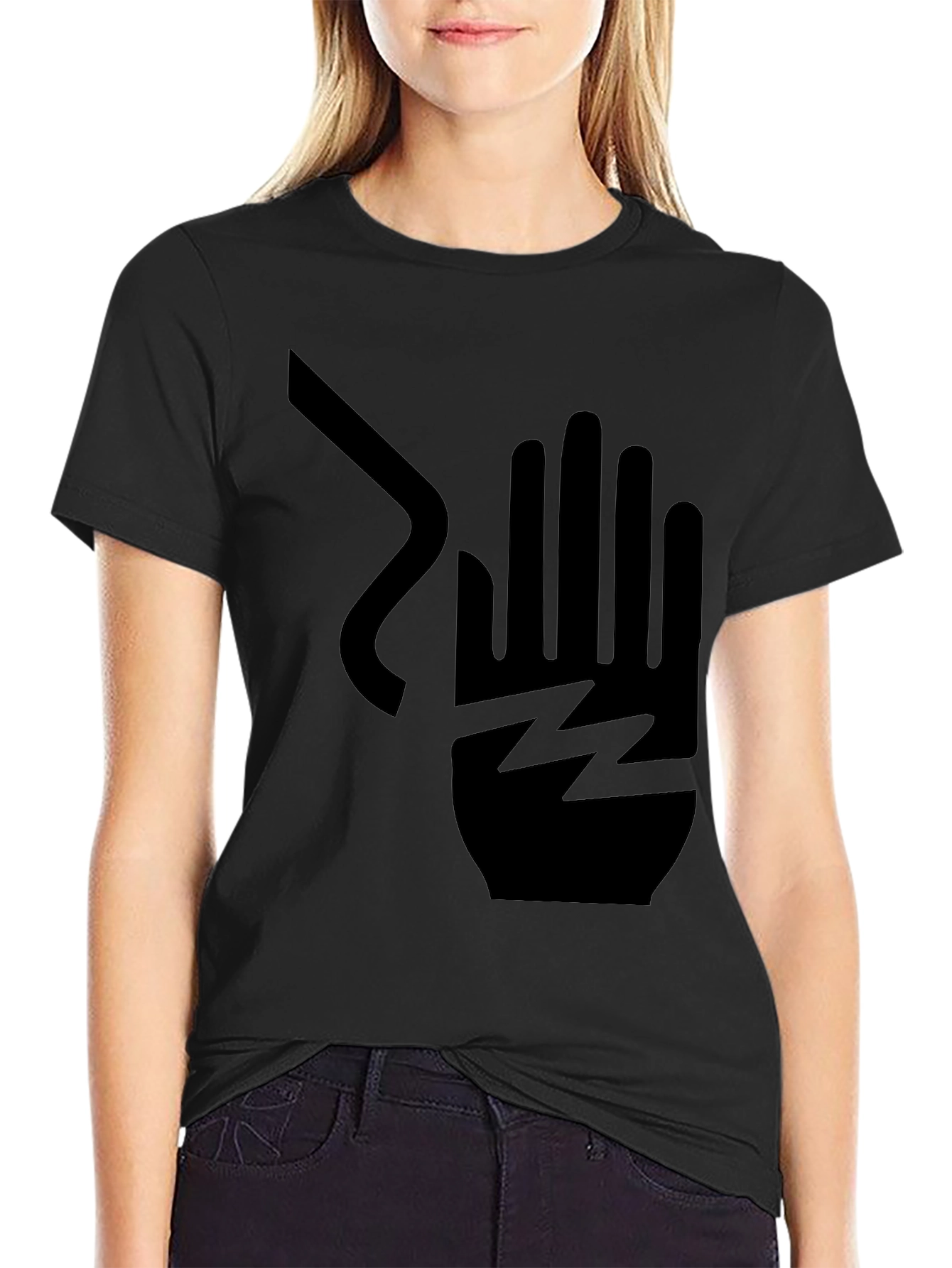 Electric Shock Hand Graphic Print T-Shirt