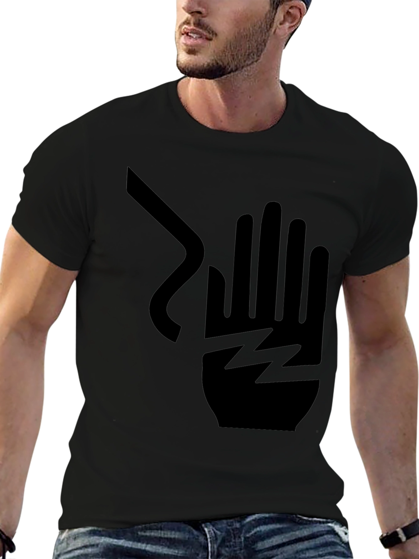 Electric Shock Hand Graphic Print T-Shirt