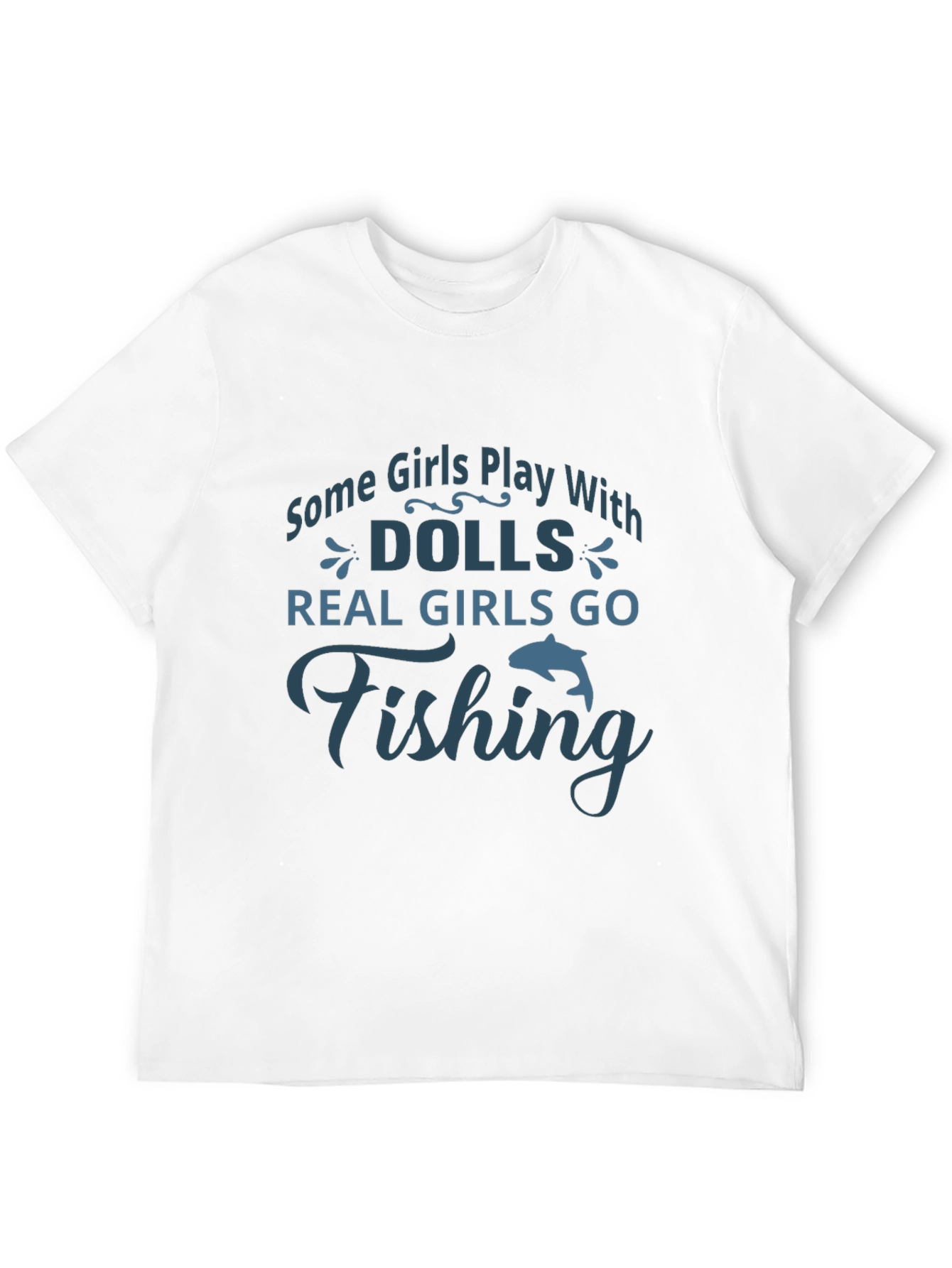 Fishing Girls Graphic Tee - Black Cotton T-Shirt