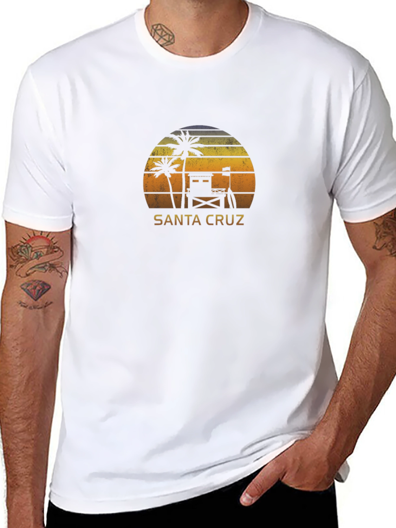 Santa Cruz Beach Sunset Graphic Tee - Black