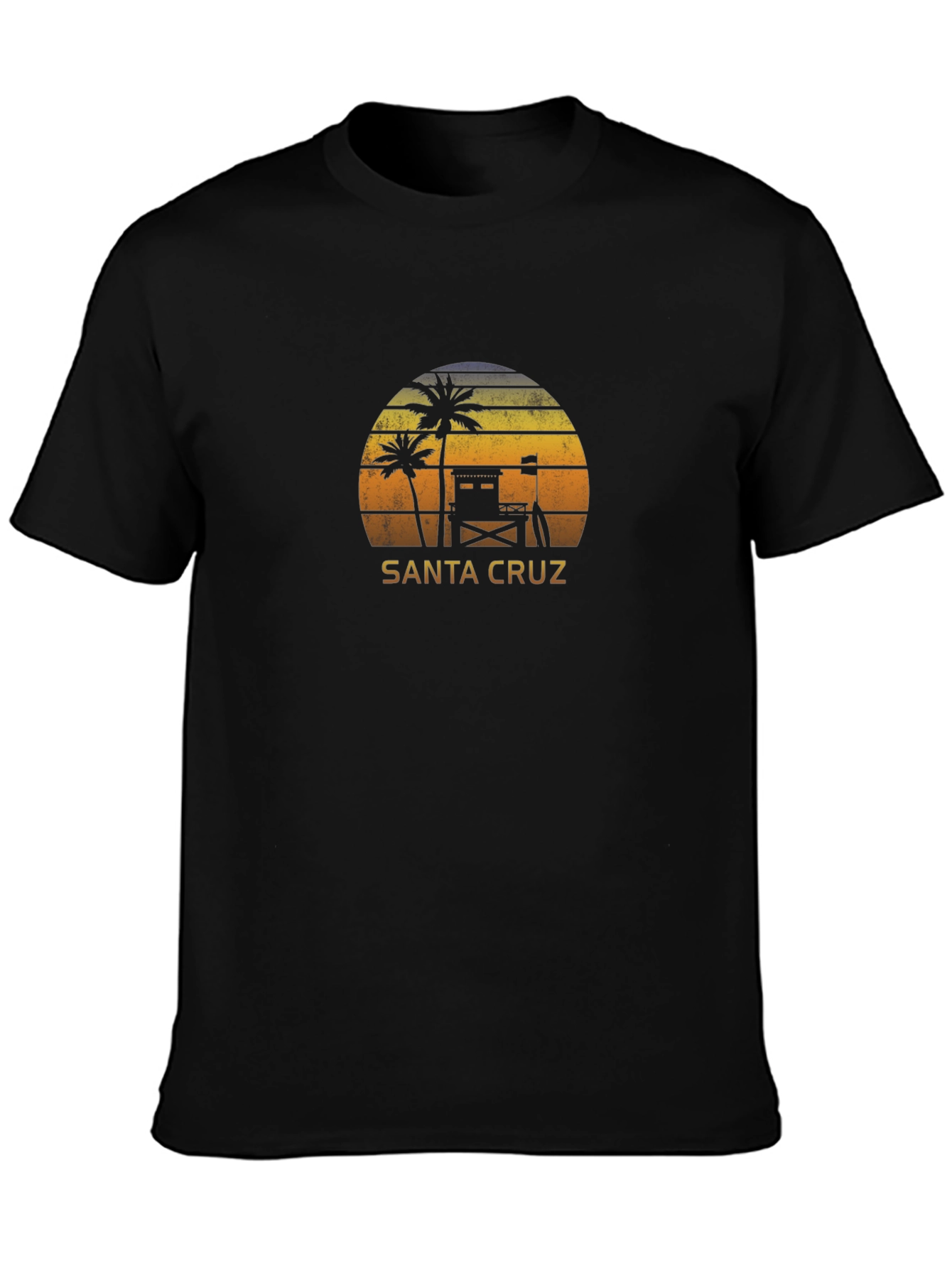 Santa Cruz Beach Sunset Graphic Tee - Black