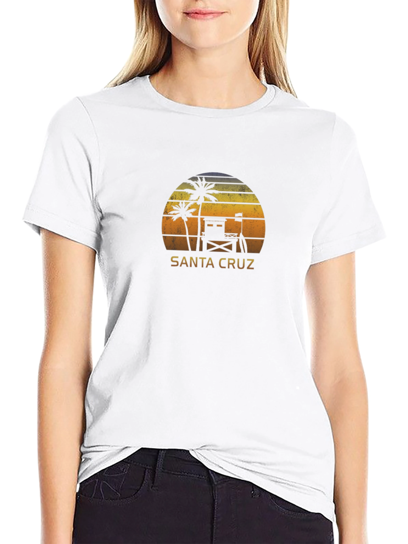 Santa Cruz Beach Sunset Graphic Tee - Black