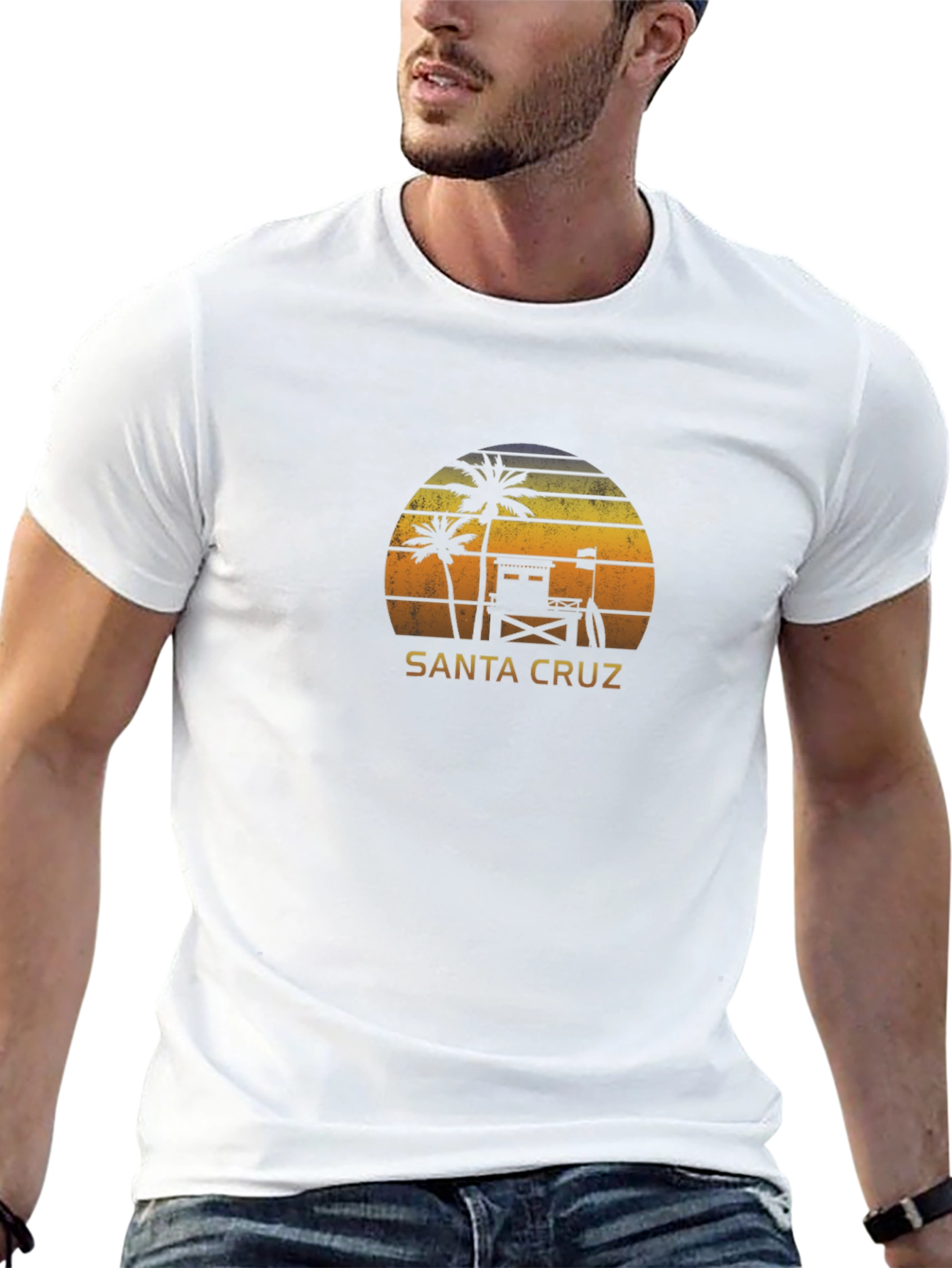 Santa Cruz Beach Sunset Graphic Tee - Black