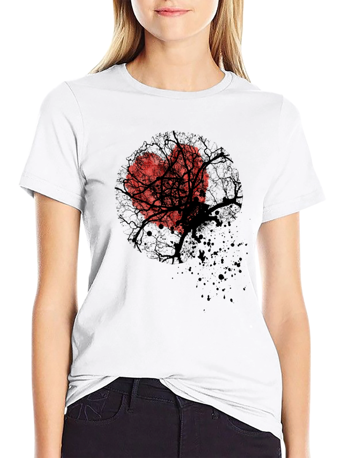 Heart Tree Graphic Tee - Trendy Casual Style