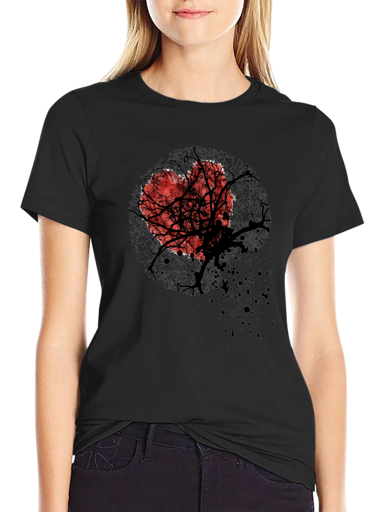 Heart Tree Graphic Tee - Trendy Casual Style