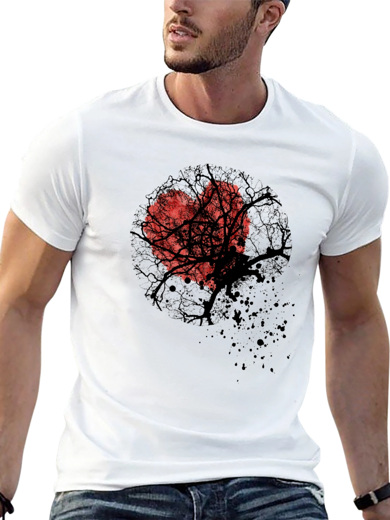 Heart Tree Graphic Tee - Trendy Casual Style