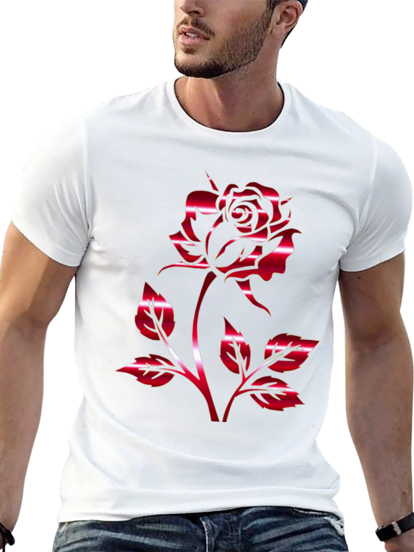Bold Rose Graphic Tee - Stylish Floral Design