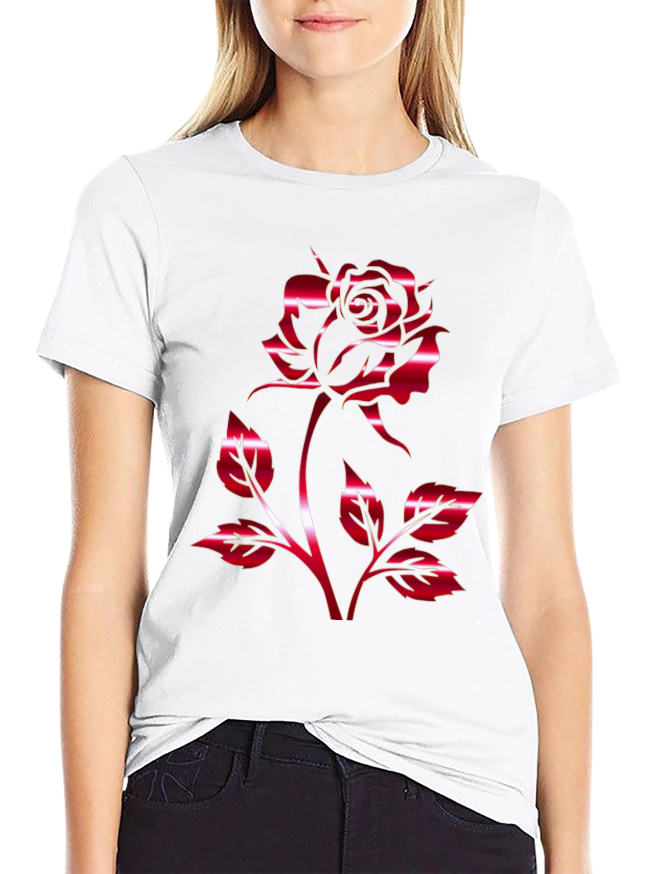 Bold Rose Graphic Tee - Stylish Floral Design