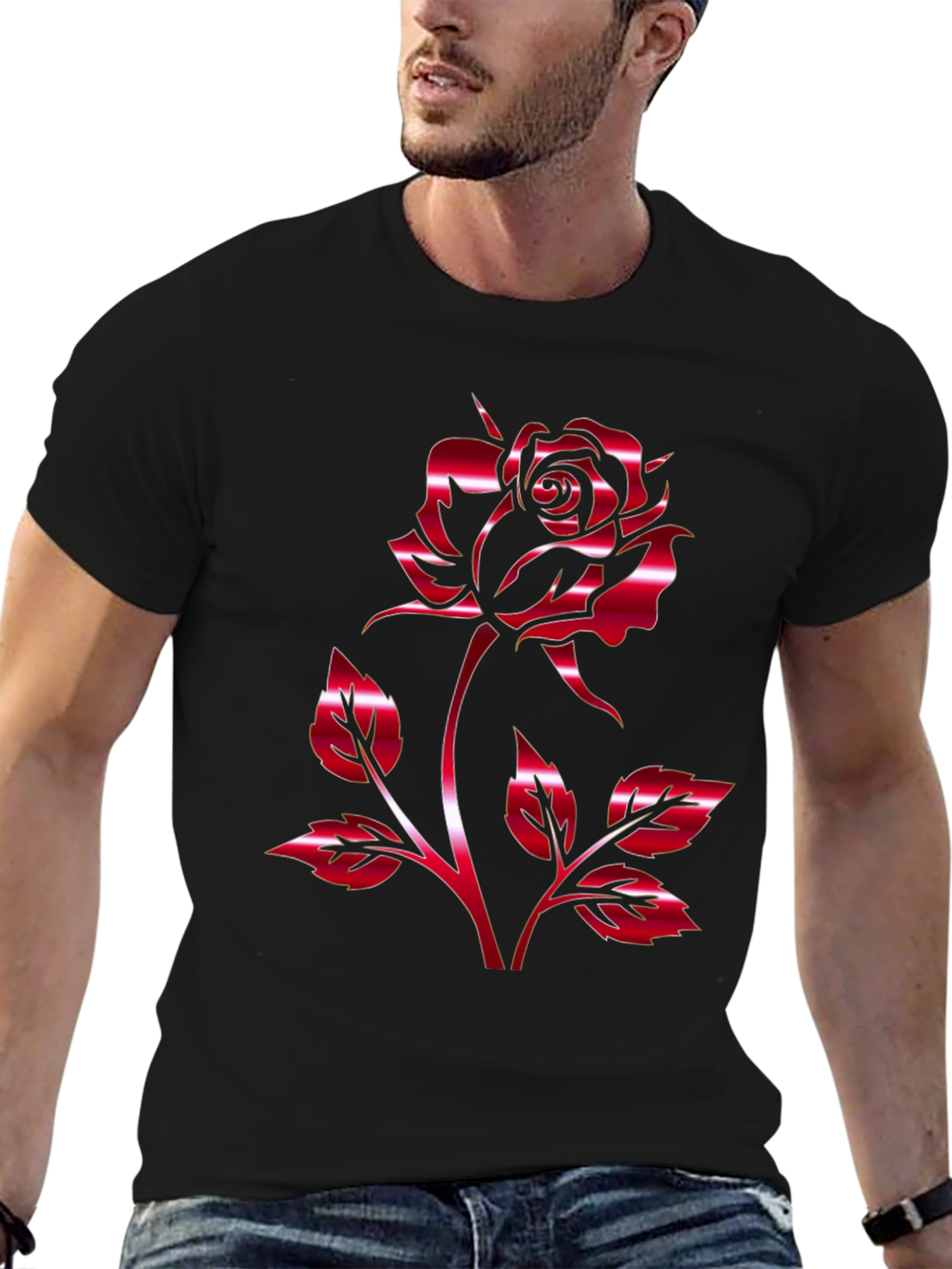 Bold Rose Graphic Tee - Stylish Floral Design