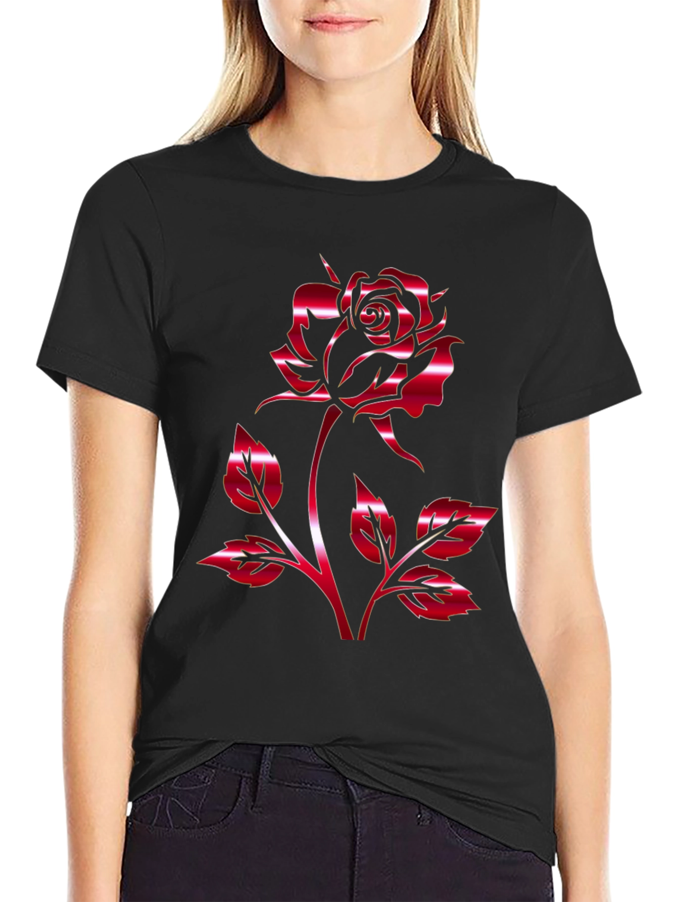 Bold Rose Graphic Tee - Stylish Floral Design