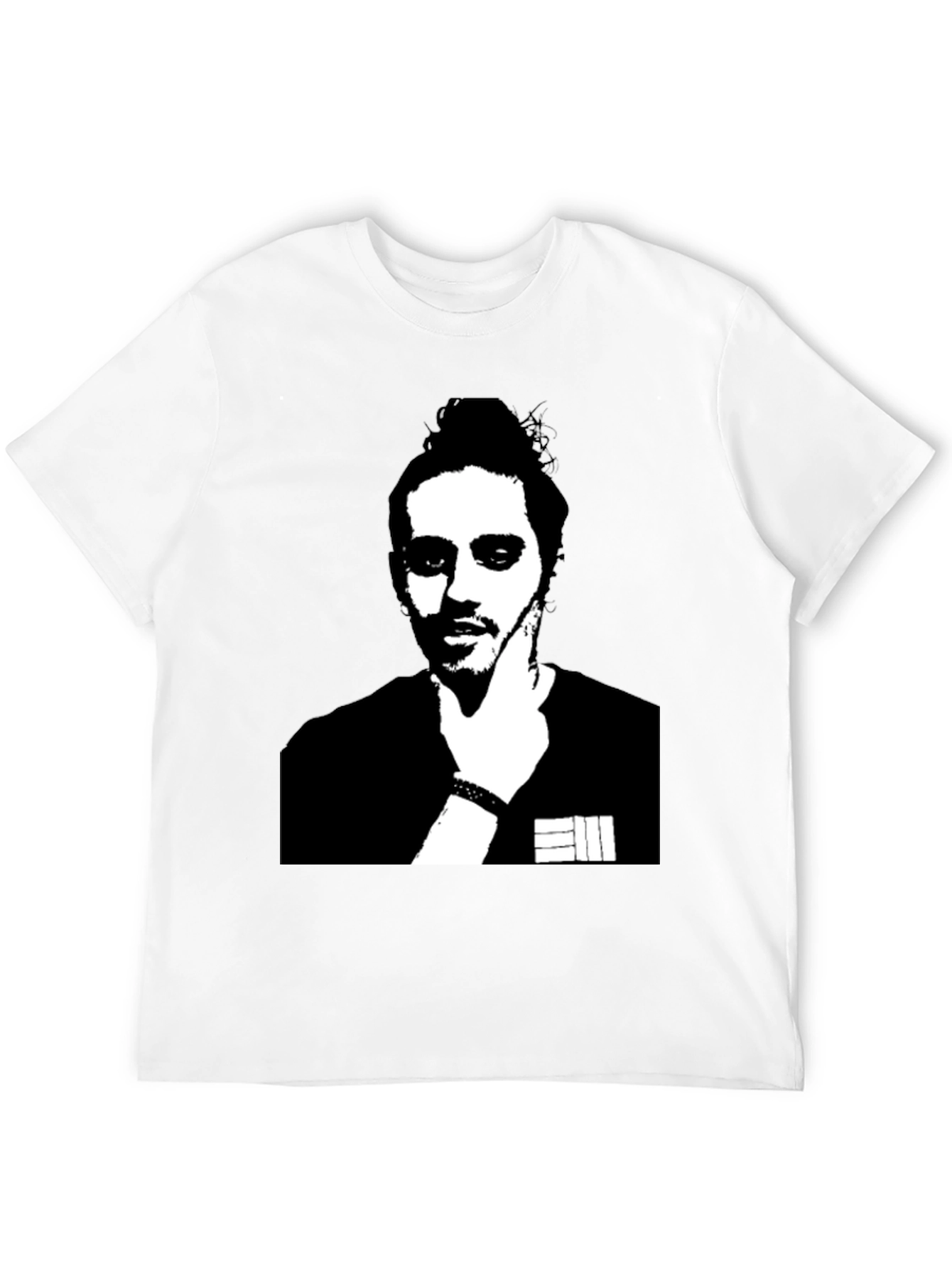 Black T-shirt with Mans Portrait Graphic