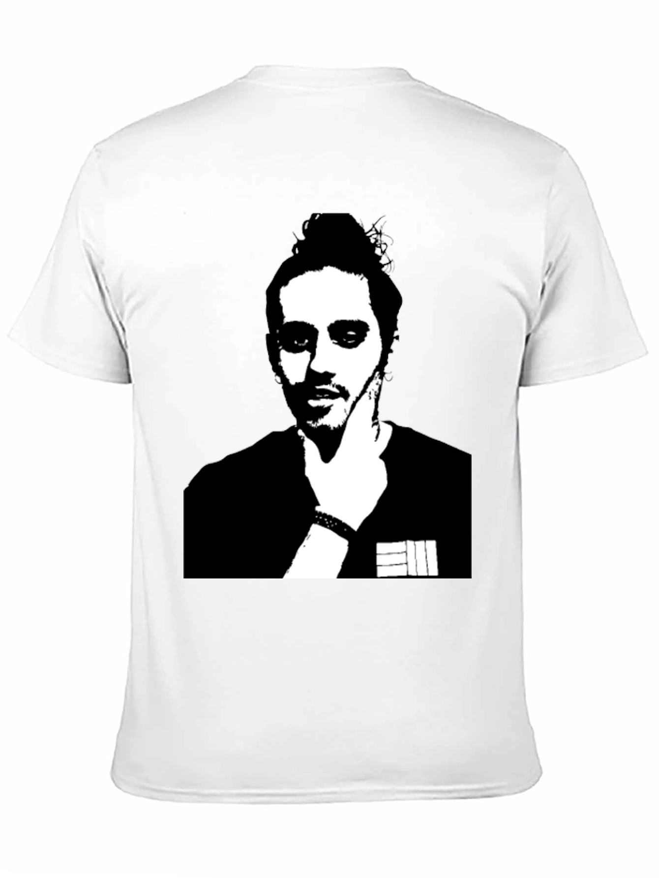Black T-shirt with Mans Portrait Graphic