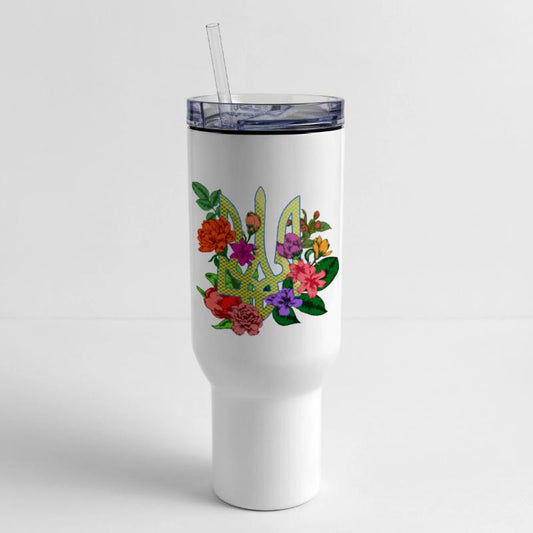 Ukrainian heraldry trident tryzub with blooming