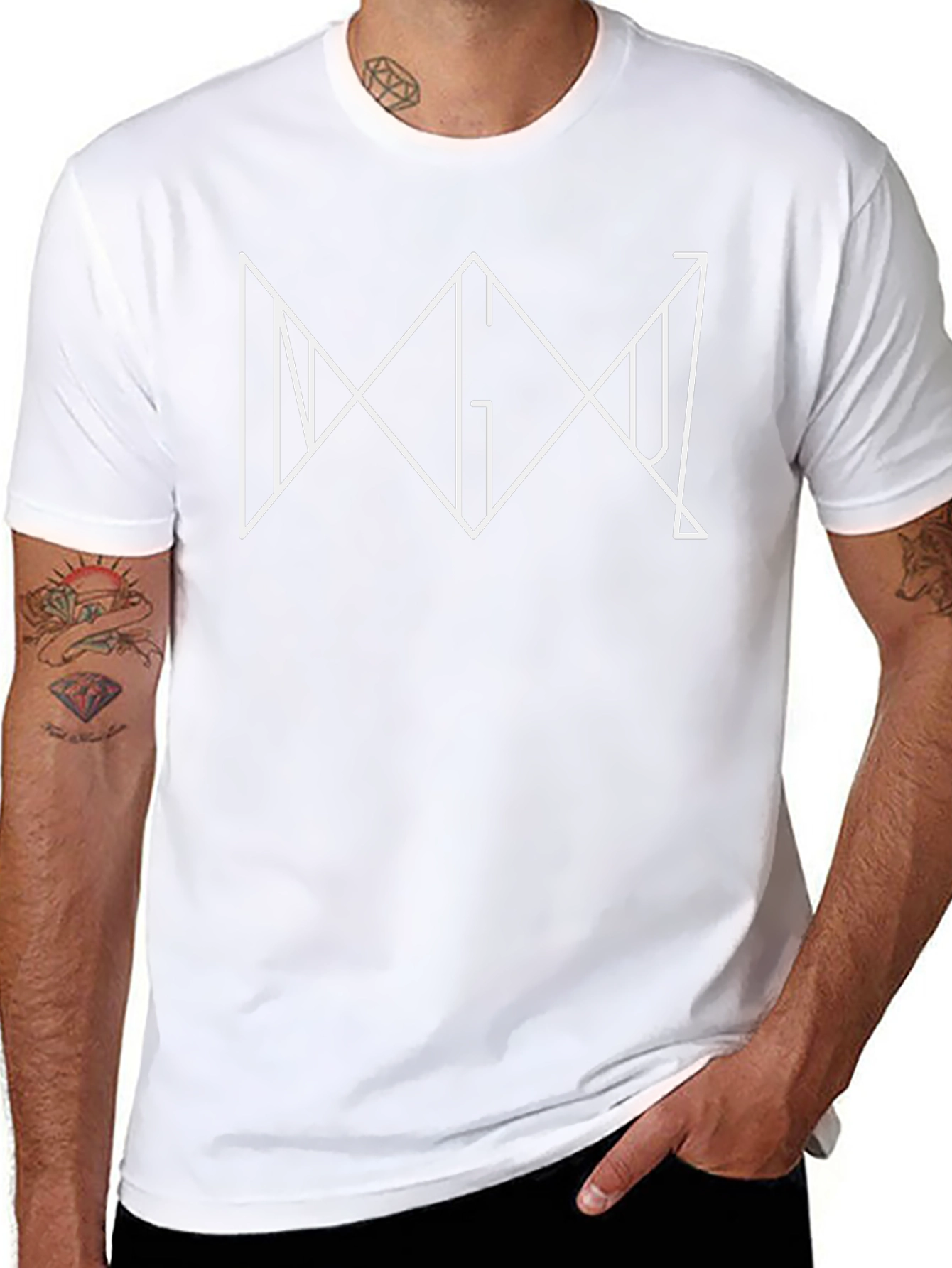 Minimalist Geometric Graphic Tee - Black