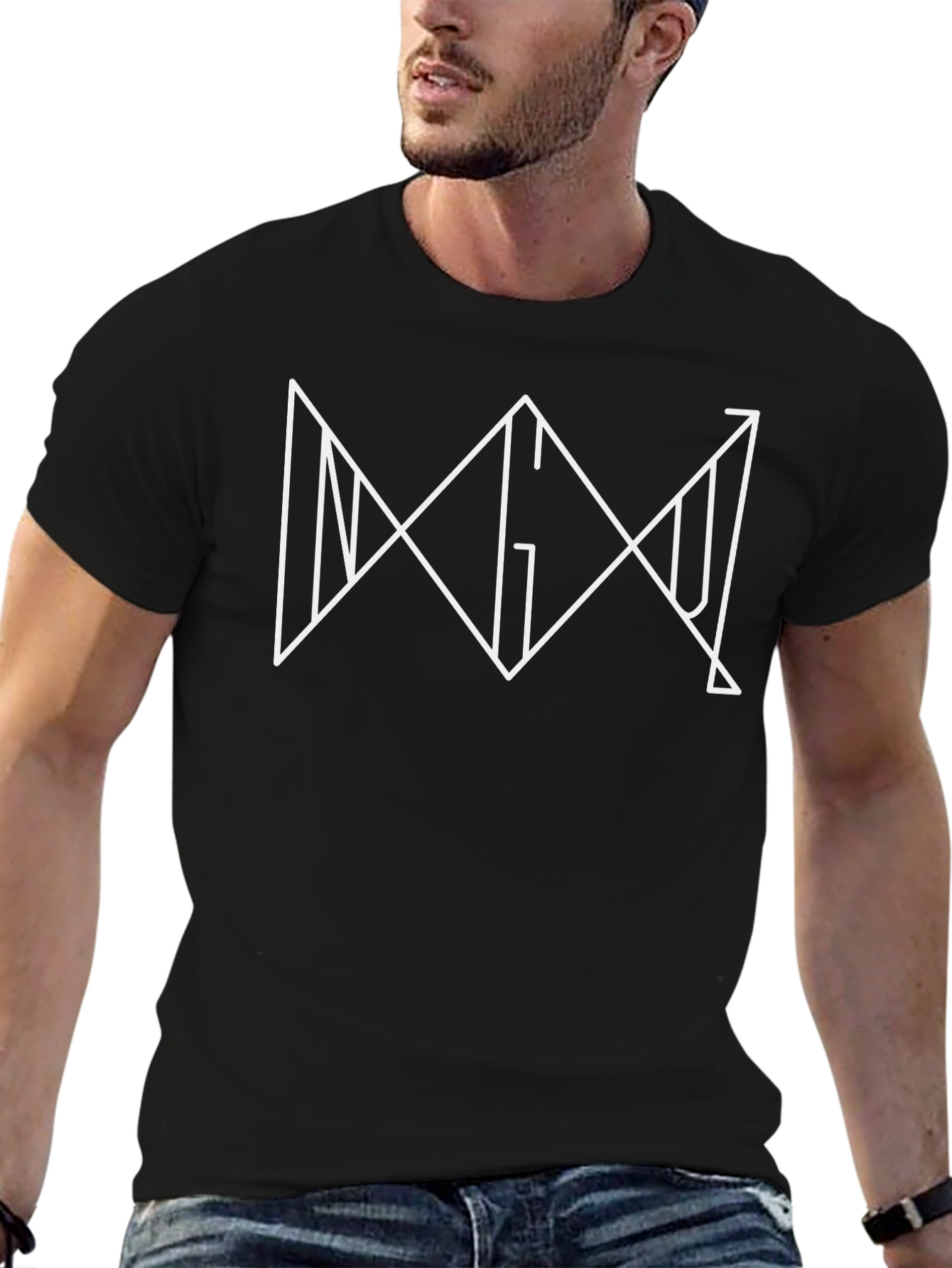 Minimalist Geometric Graphic Tee - Black