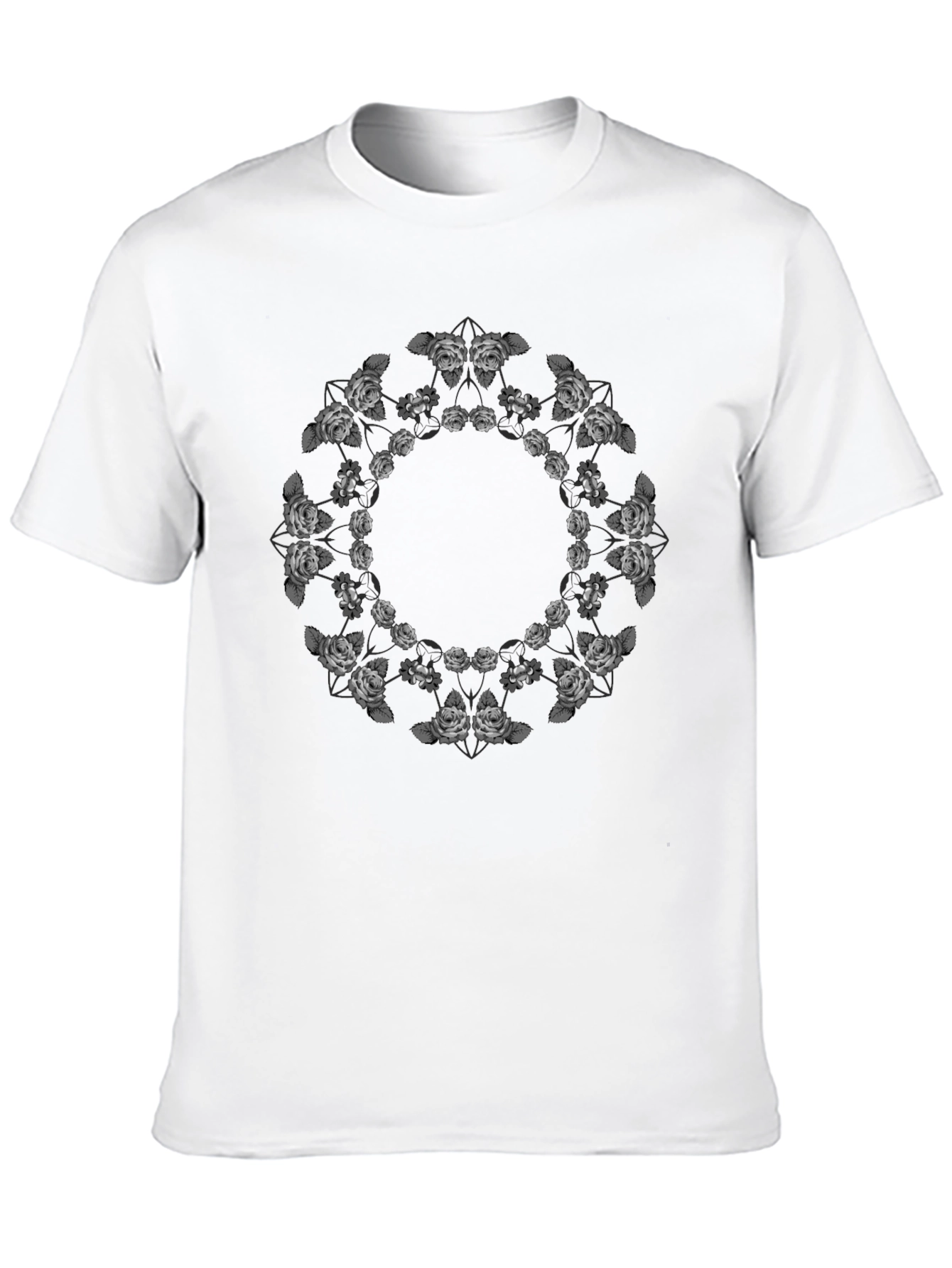 Black Floral Mandala T-Shirt