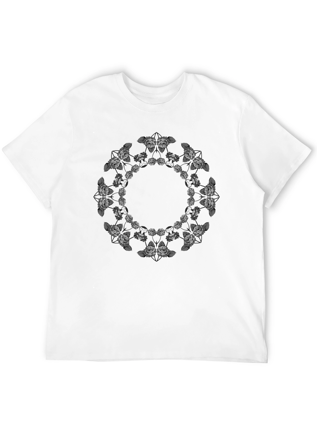 Black Floral Mandala T-Shirt