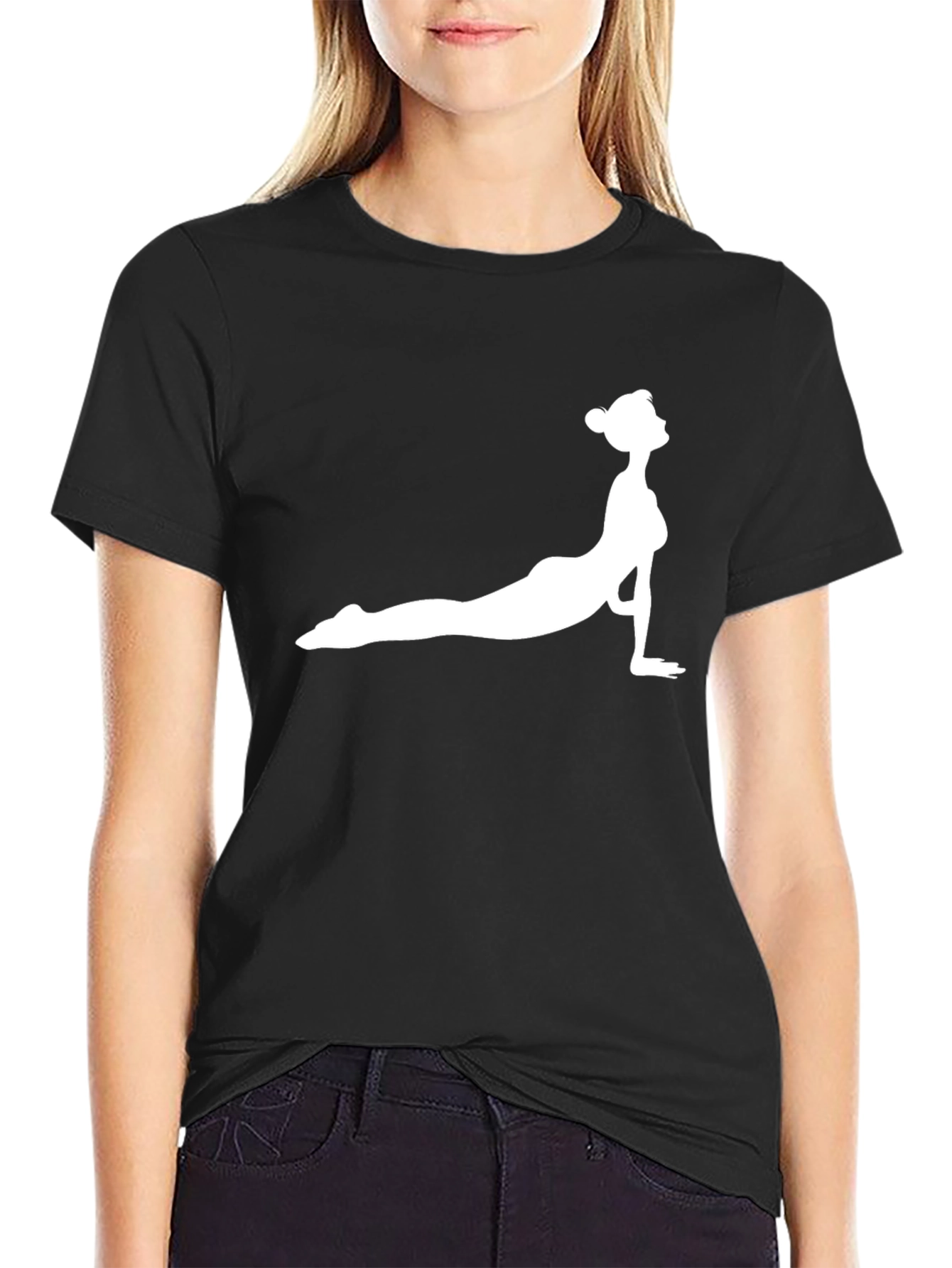 Yoga Pose Graphic Tee - Black Cotton Shirt