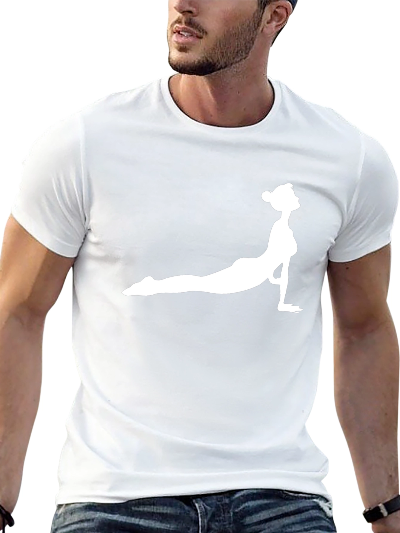 Yoga Pose Graphic Tee - Black Cotton Shirt
