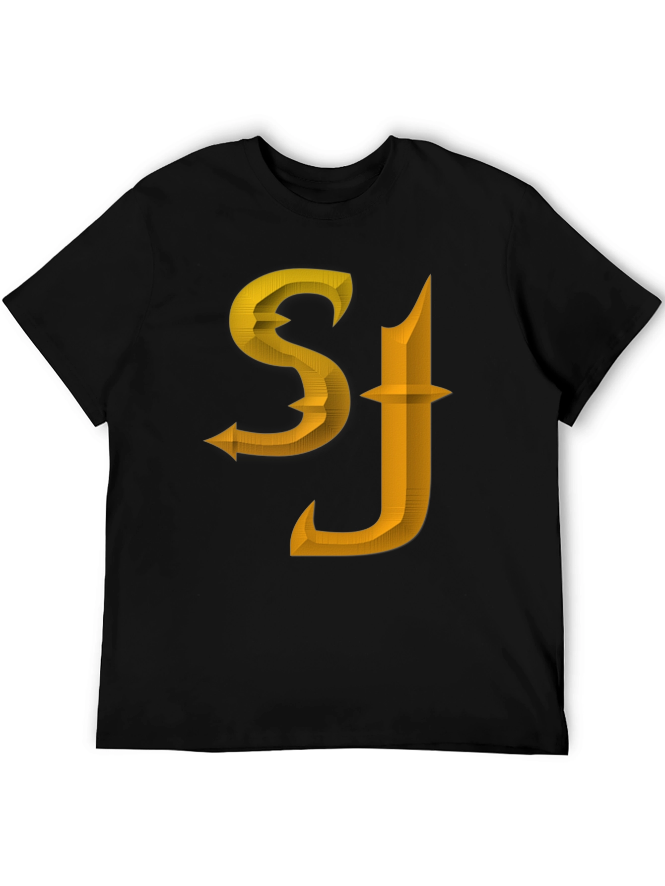 SJ Initials Black Tee - Modern Design