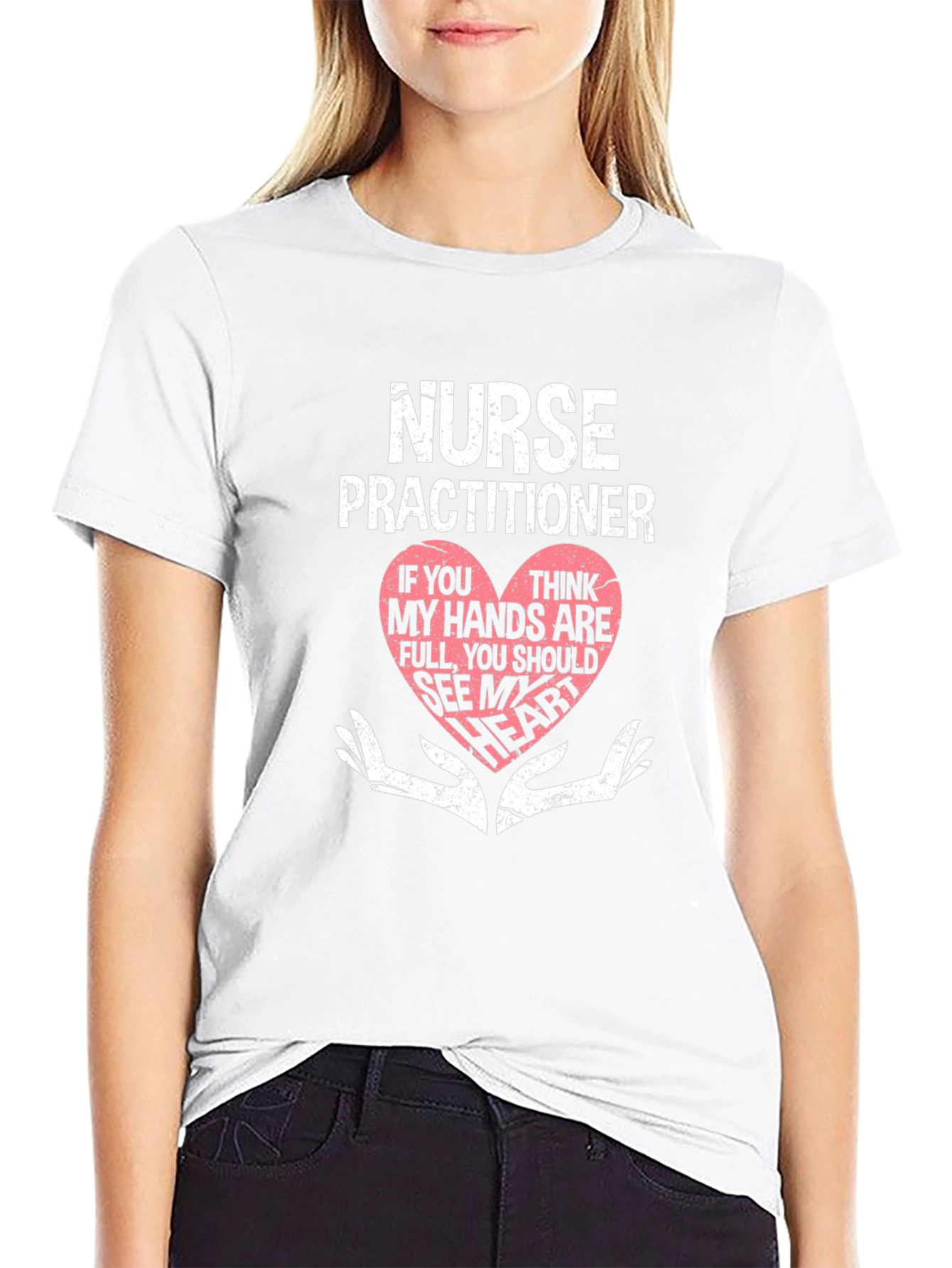 Nurse Practitioner Heart Hands Graphic T-Shirt