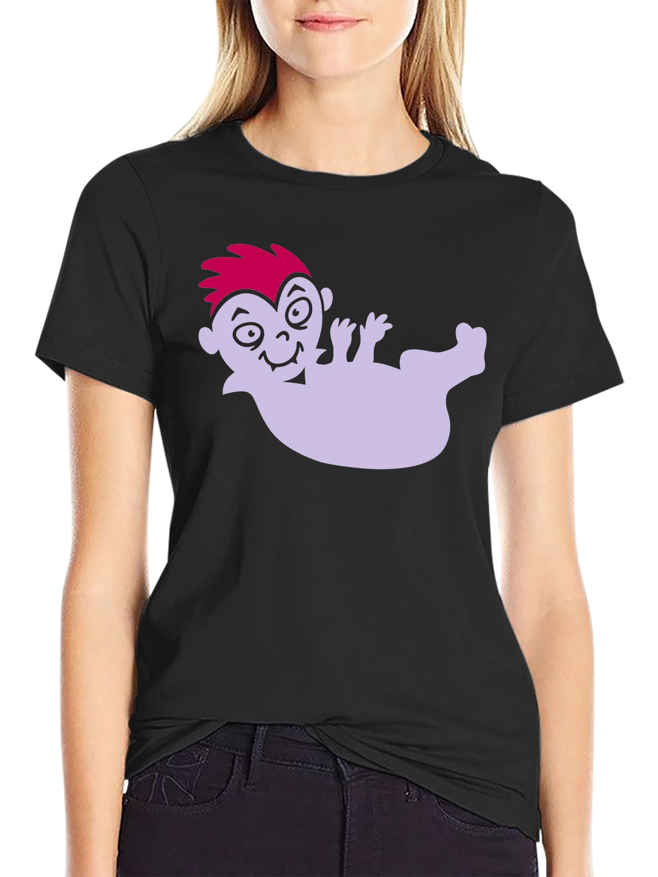 Cartoon Vampire on Black Tee