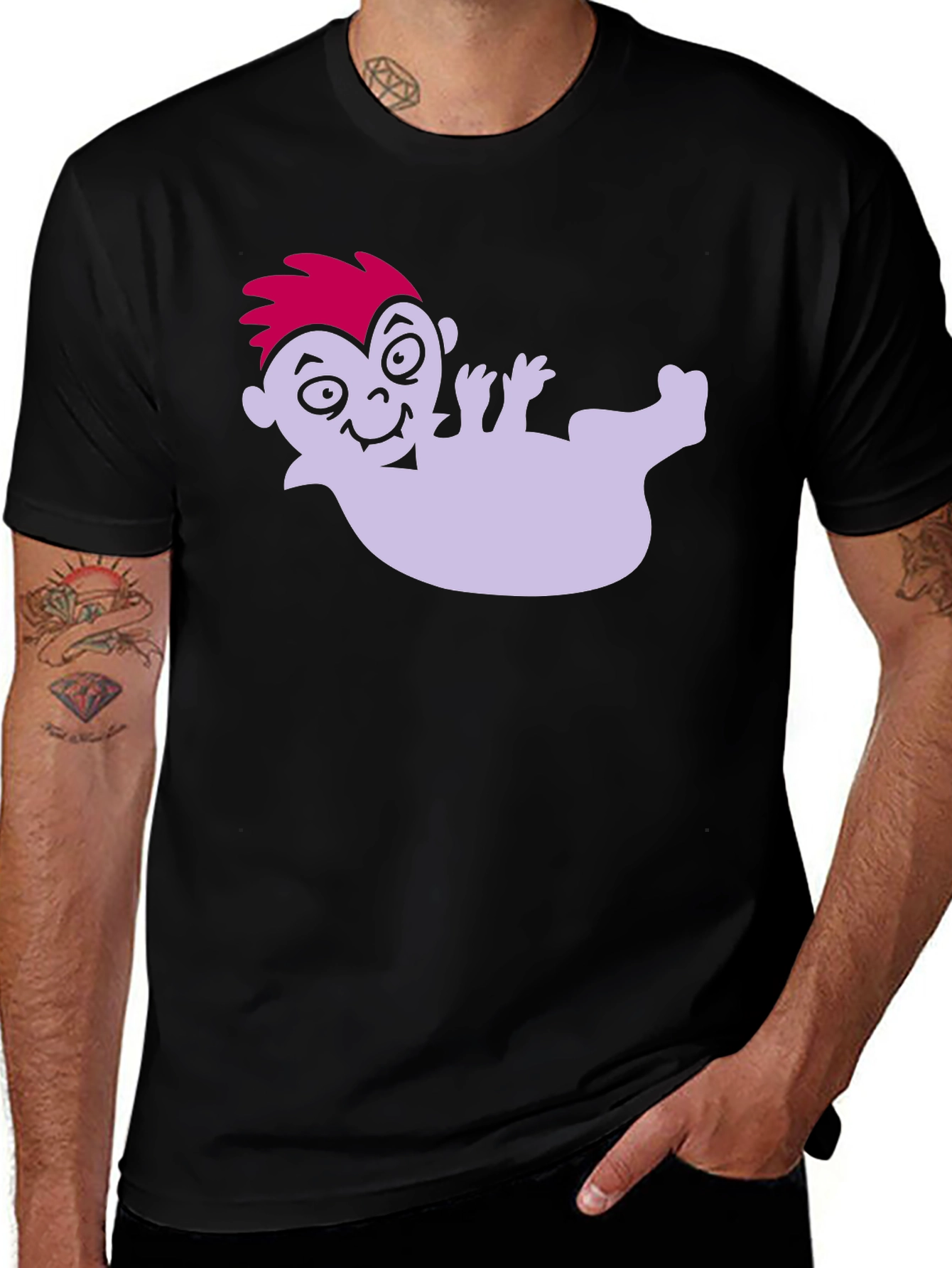 Cartoon Vampire on Black Tee