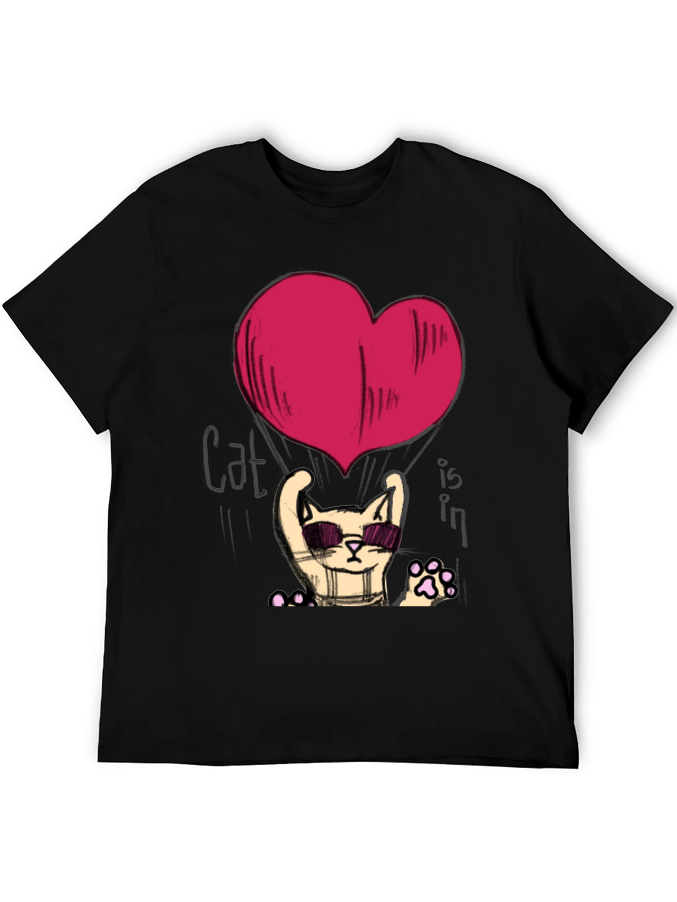 Cool Cat Heart Graphic T-Shirt