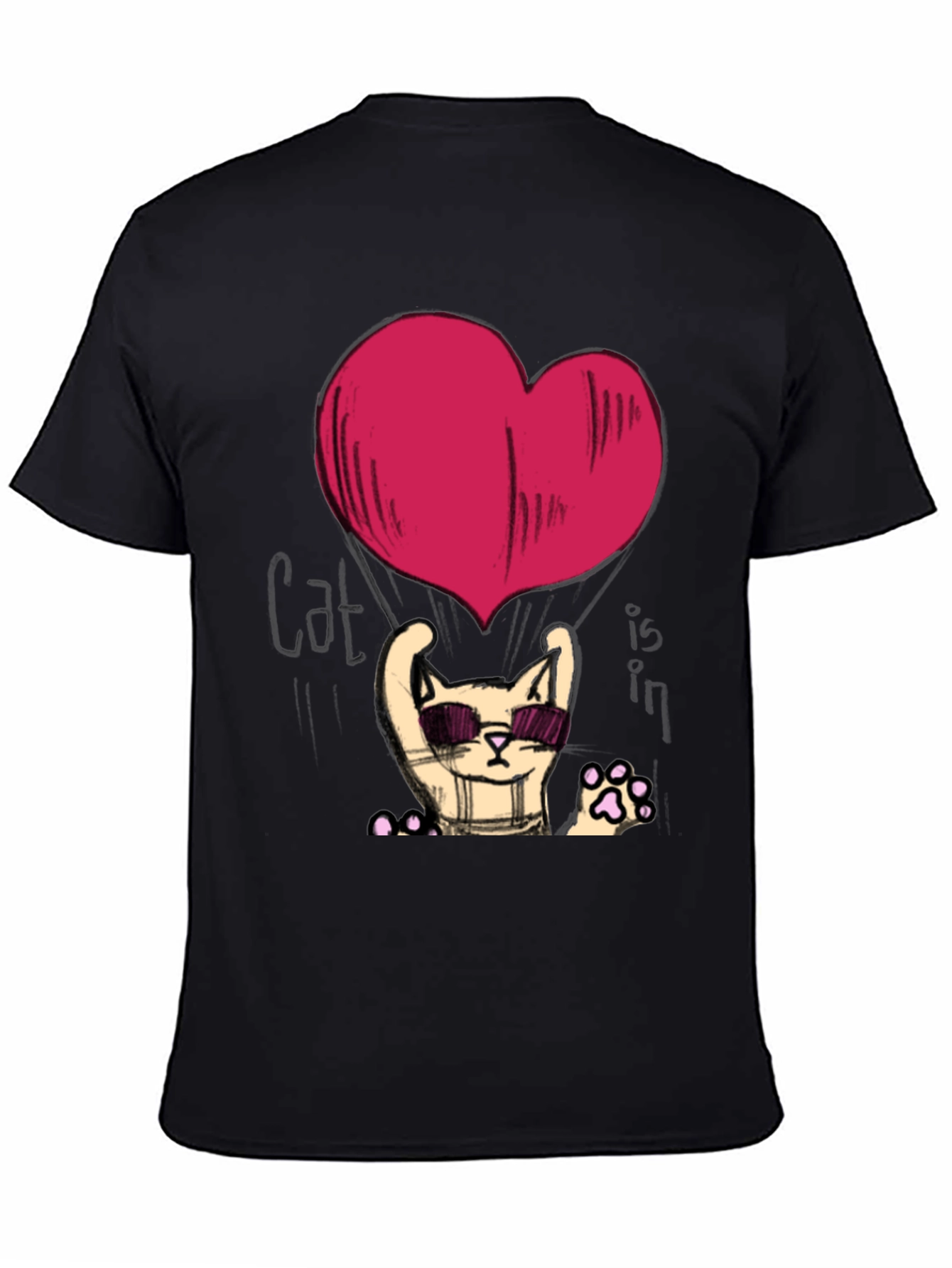 Cool Cat Heart Graphic T-Shirt