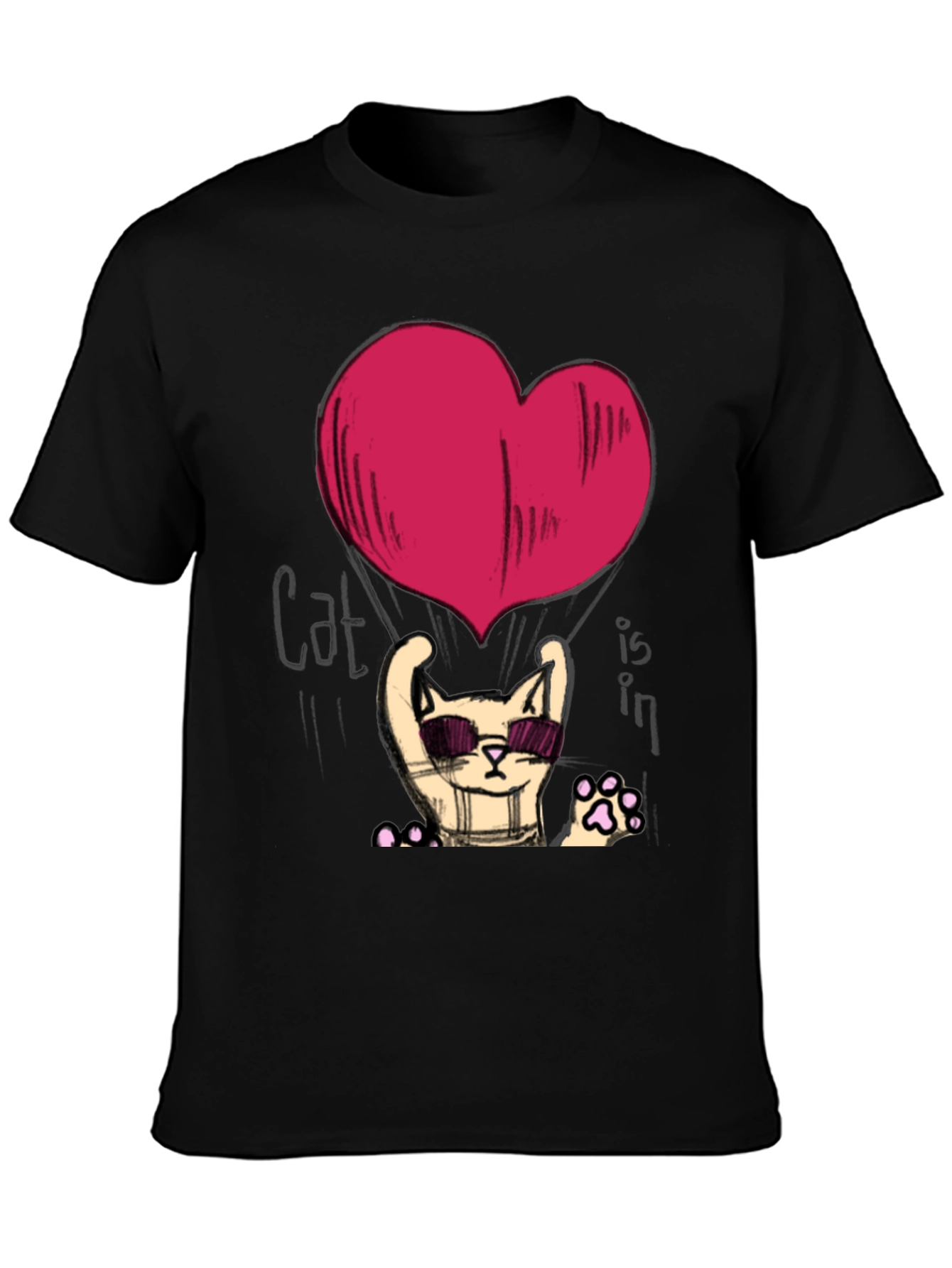 Cool Cat Heart Graphic T-Shirt
