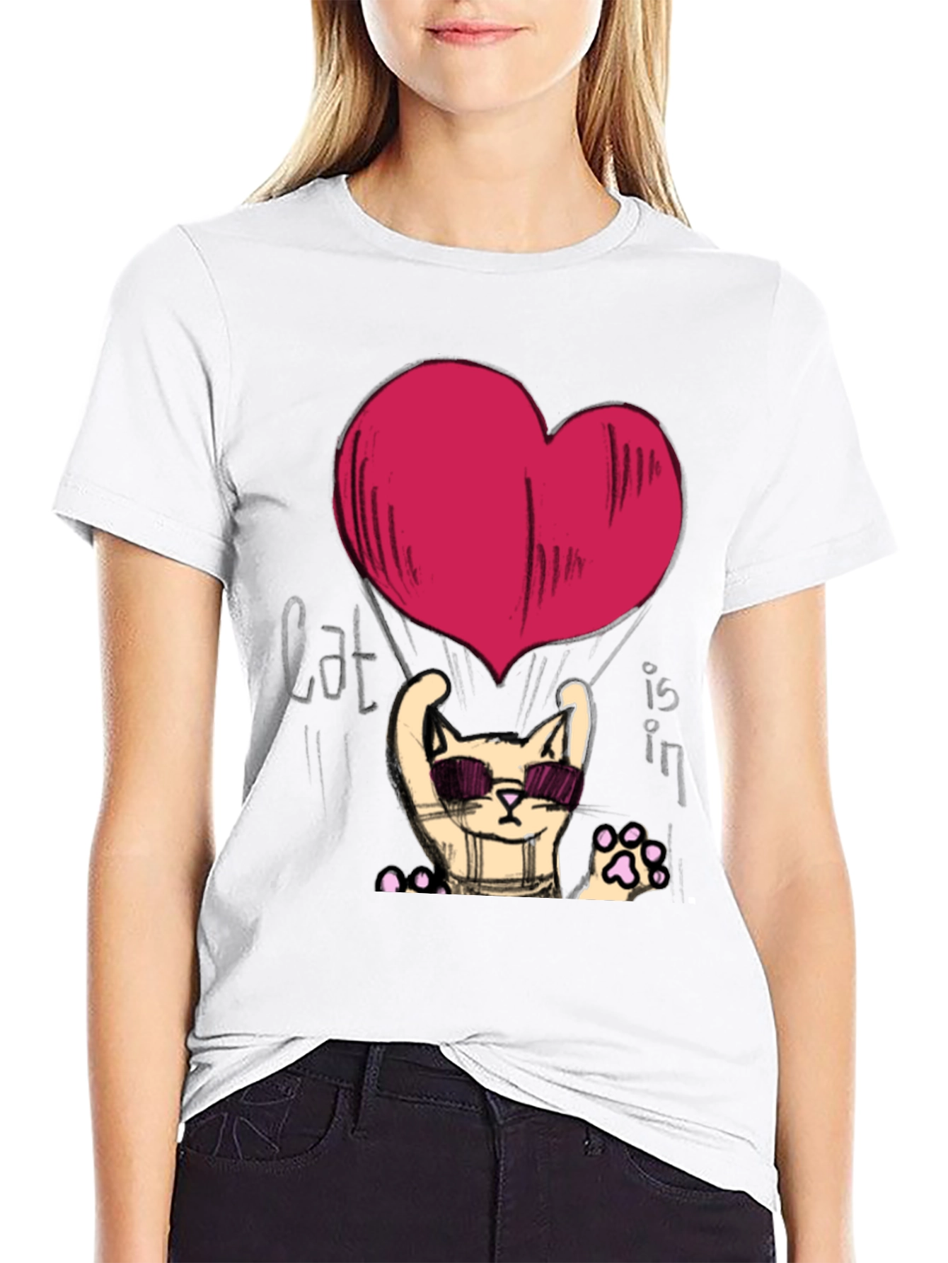 Cool Cat Heart Graphic T-Shirt