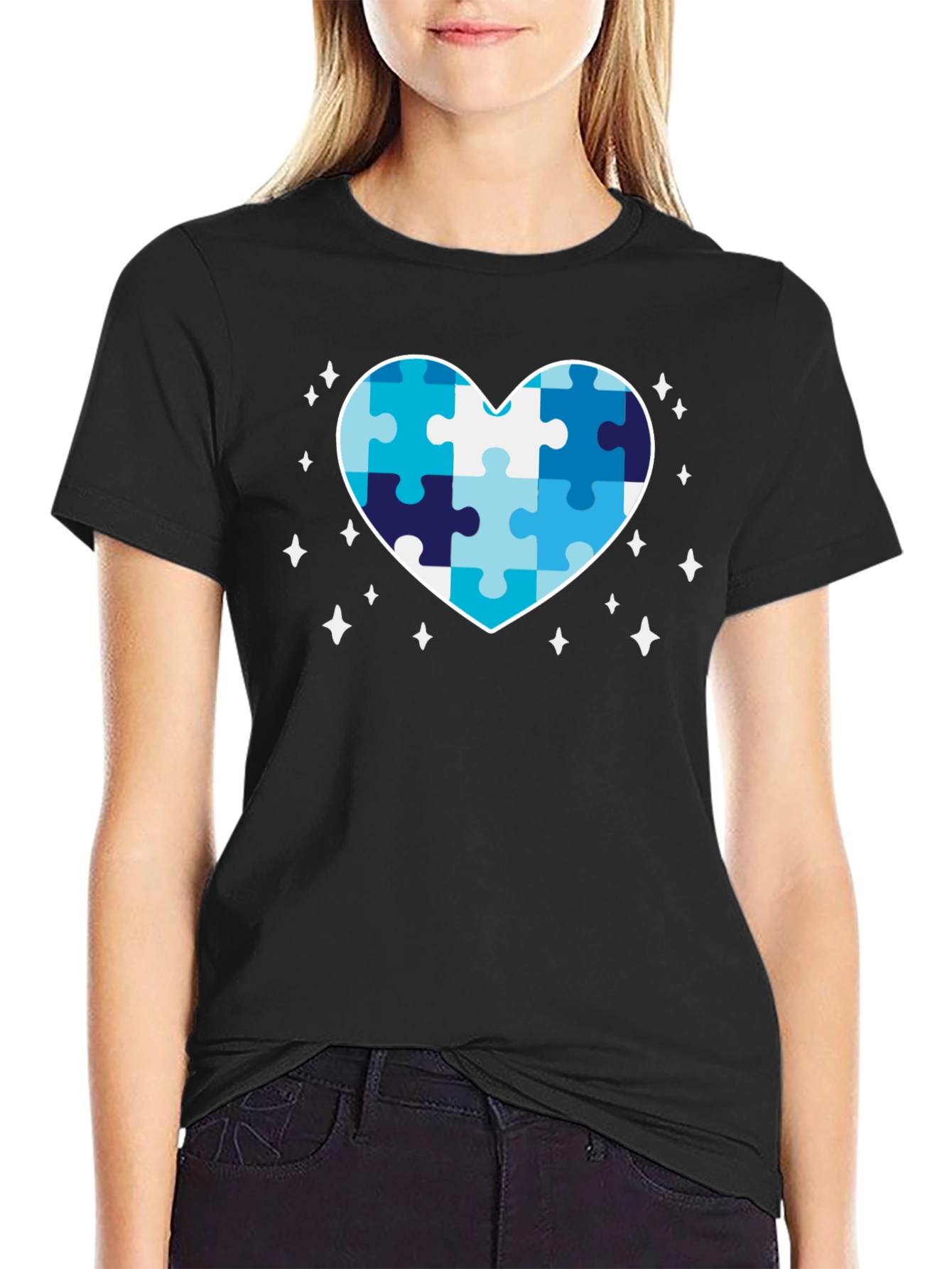 Autism Awareness Puzzle Heart Graphic Tee