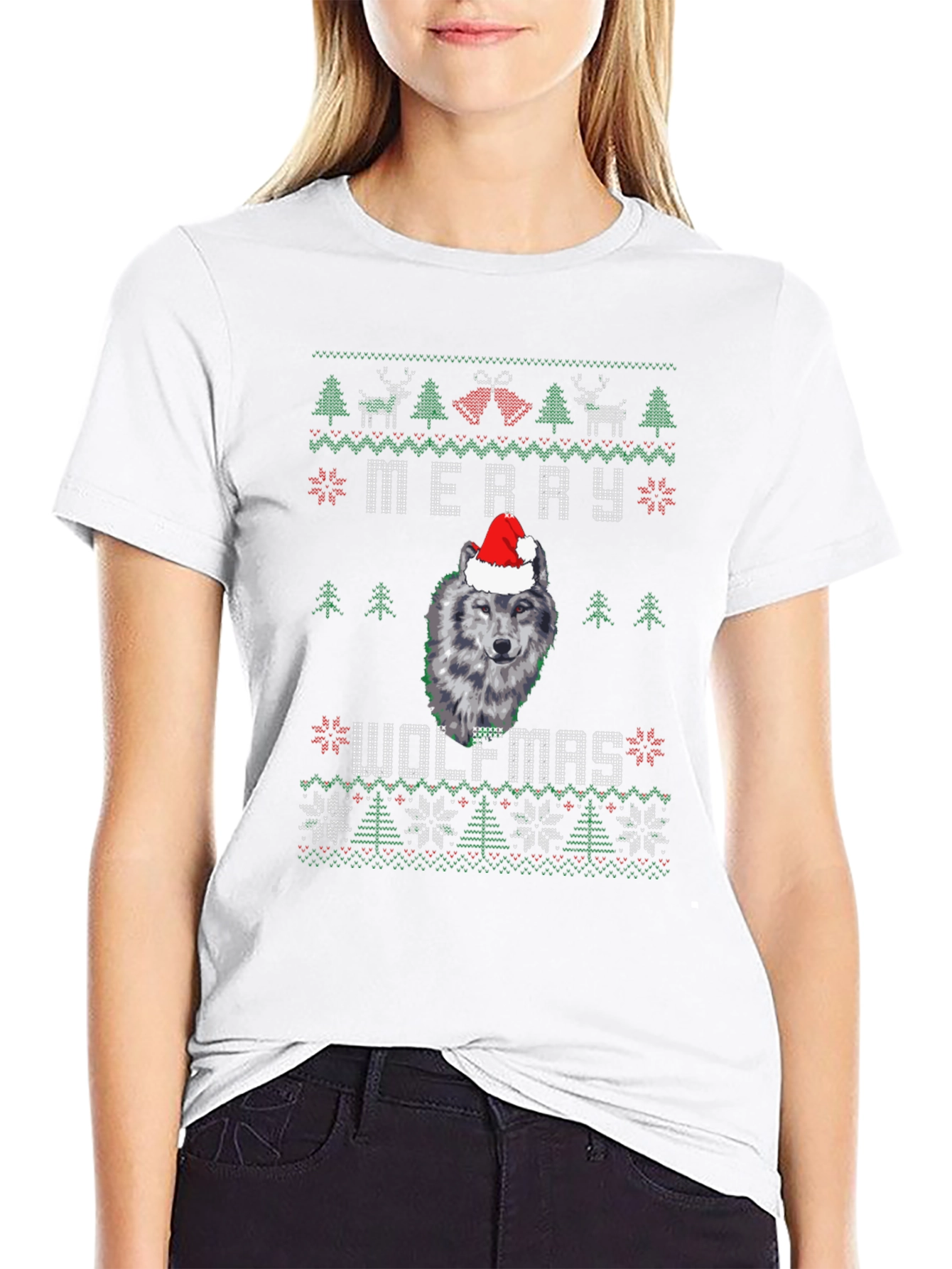 Merry Wolfmas Ugly Christmas Sweater T-Shirt