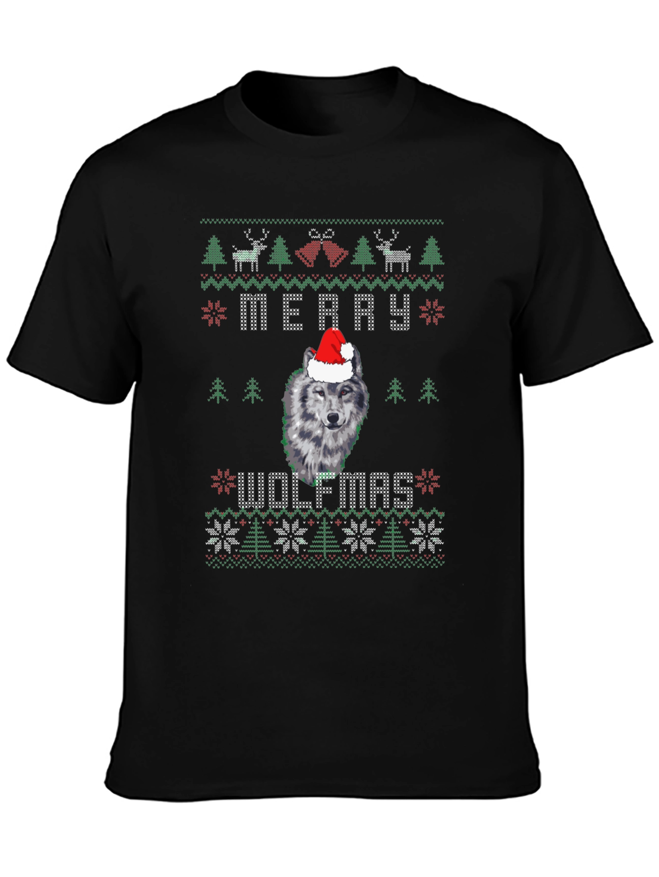 Merry Wolfmas Ugly Christmas Sweater T-Shirt