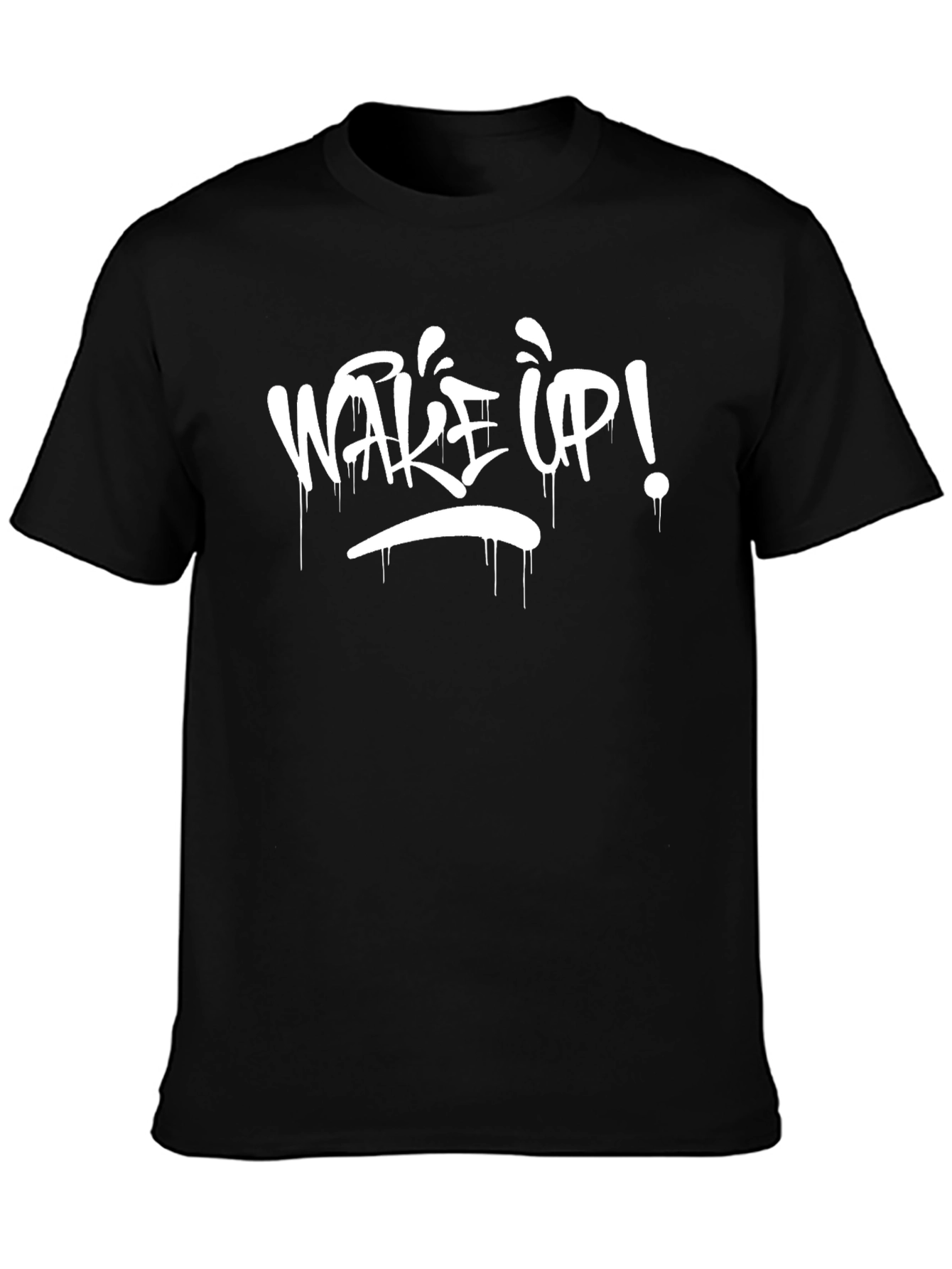Wake Up! Graphic Print T-Shirt - Black