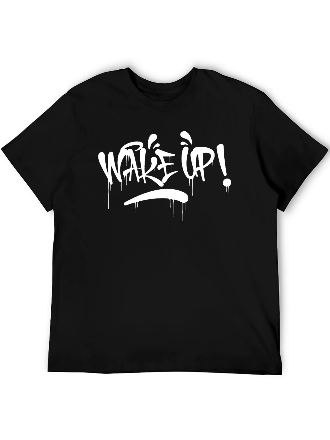 Wake Up! Graphic Print T-Shirt - Black