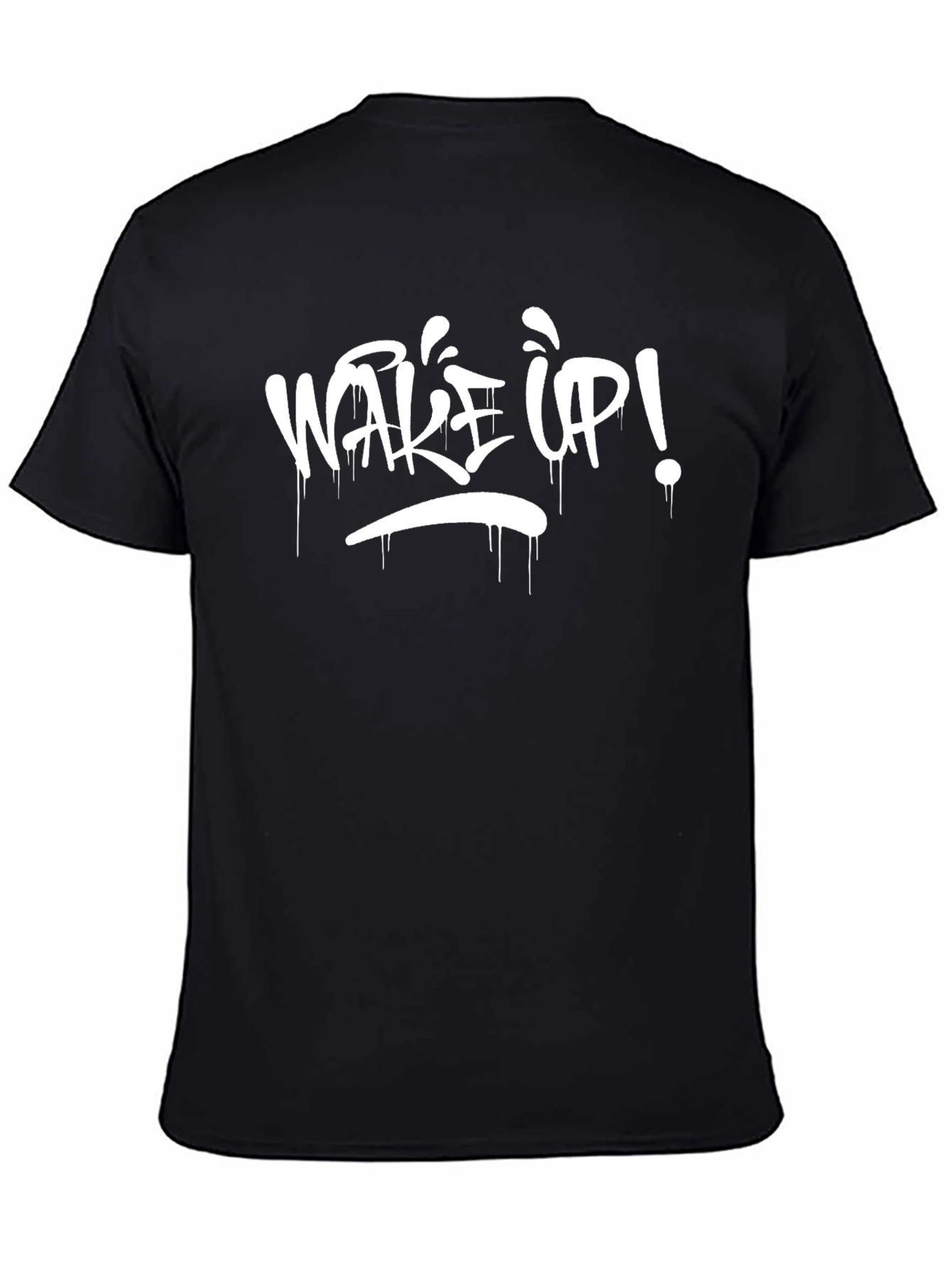 Wake Up! Graphic Print T-Shirt - Black