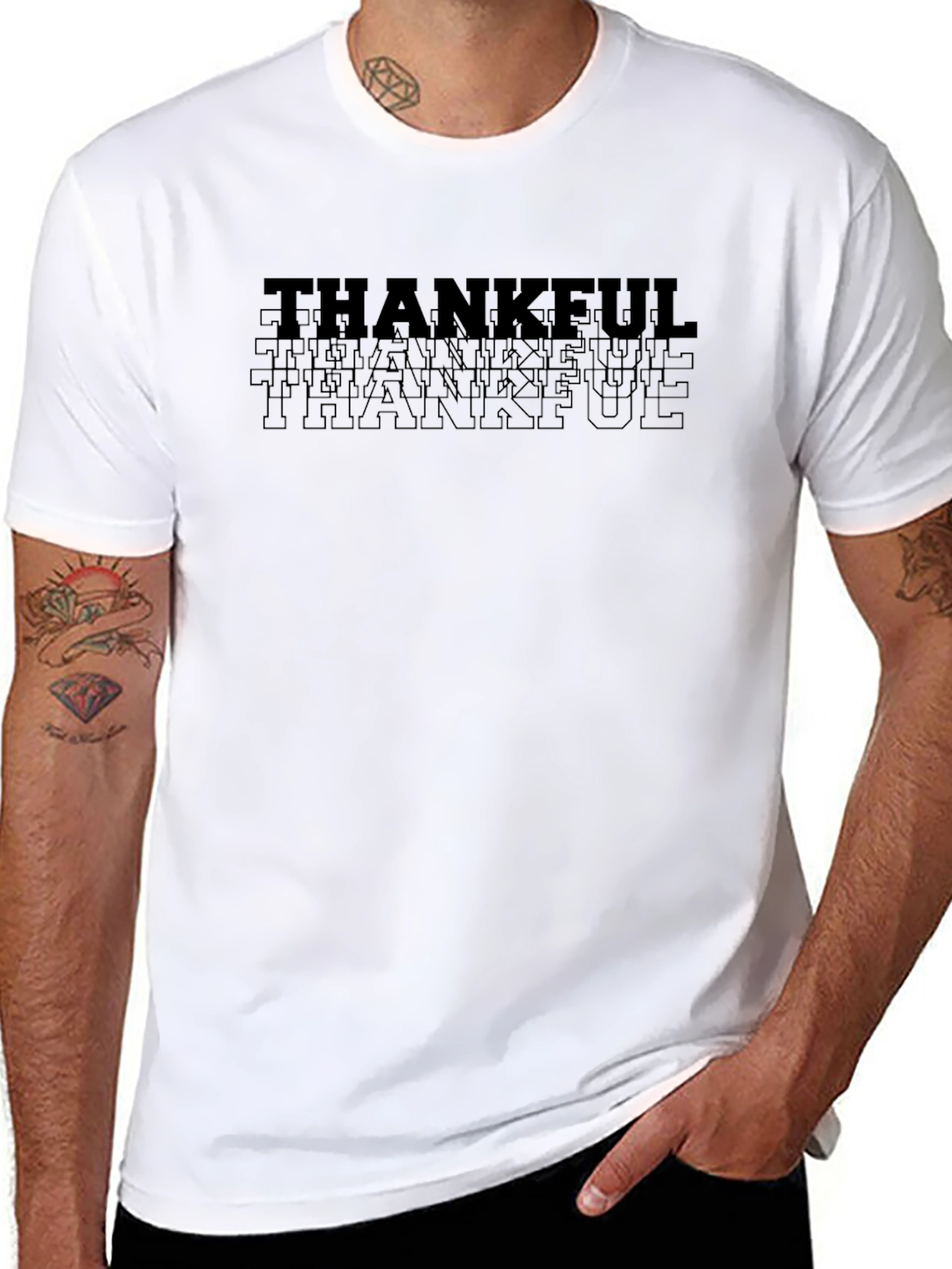 Thankful Graphic Print Mens Black T-Shirt