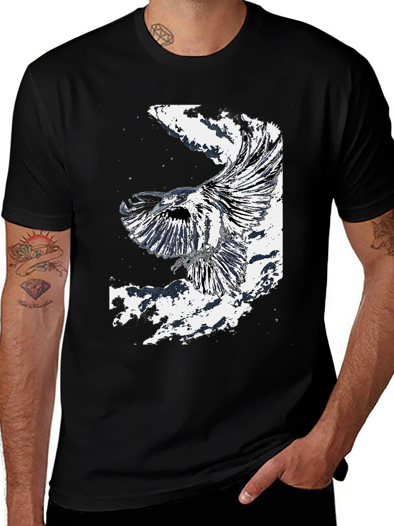 Black T-Shirt with Eagle Graphic Design