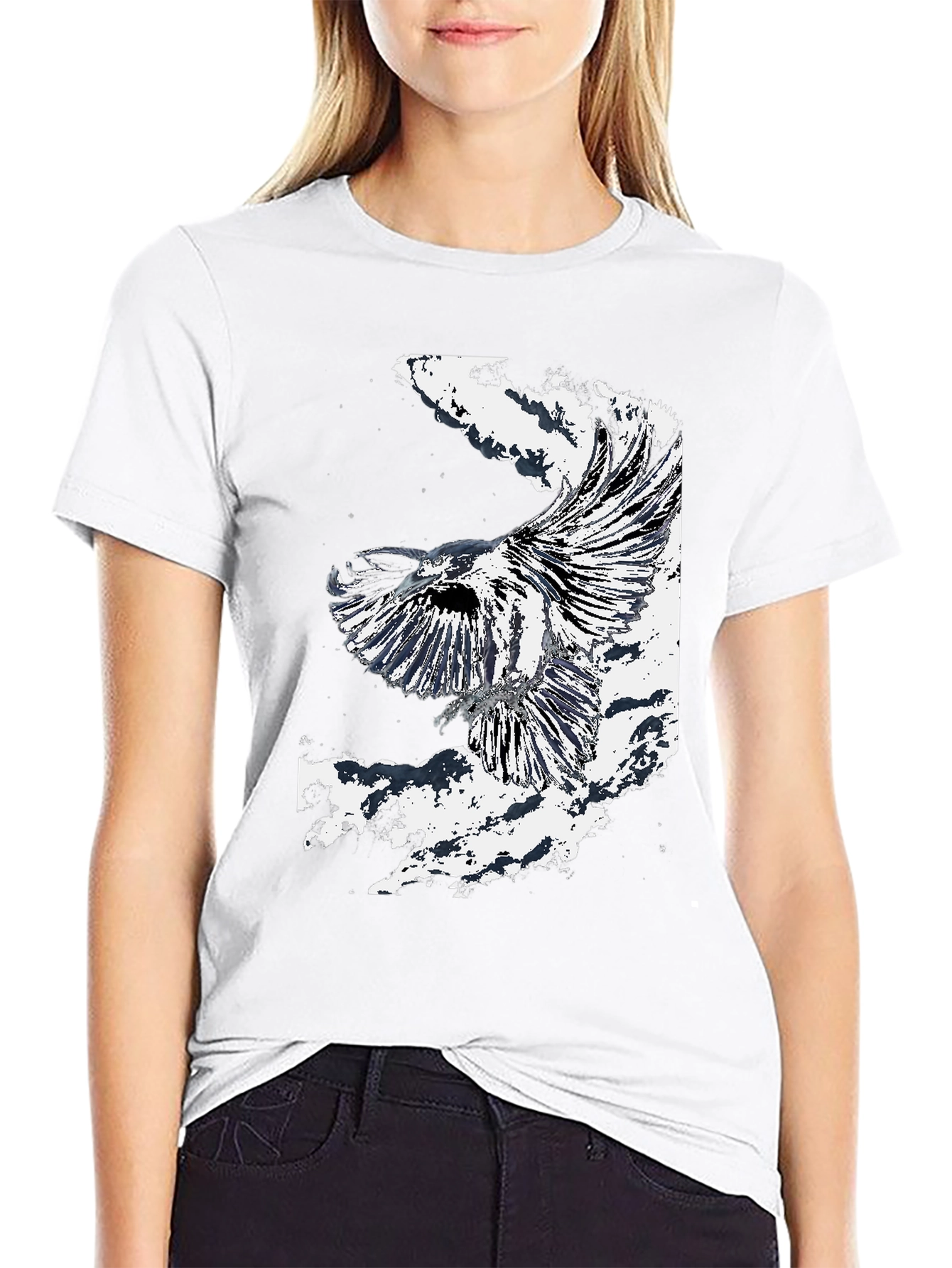 Black T-Shirt with Eagle Graphic Design