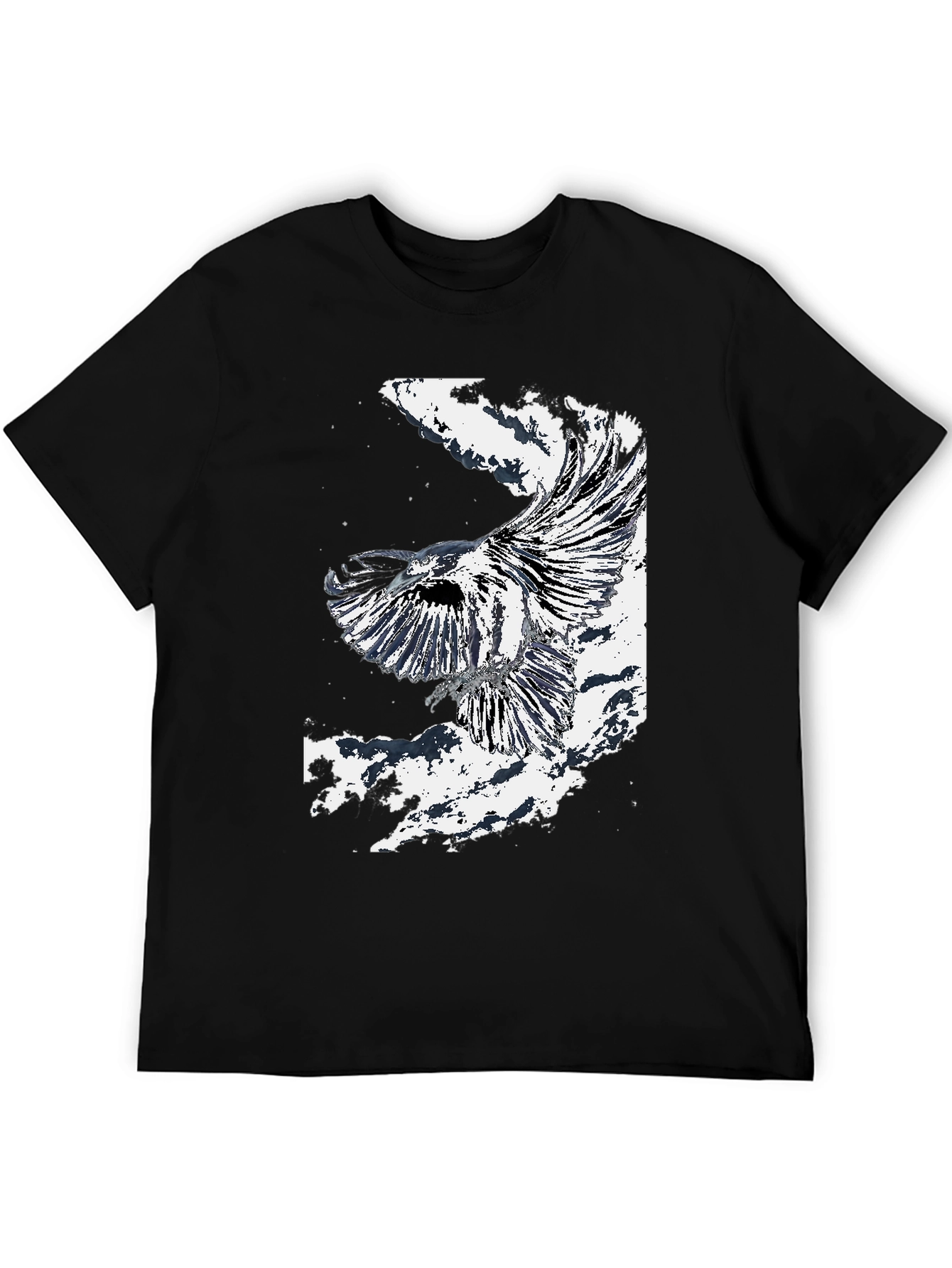 Black T-Shirt with Eagle Graphic Design